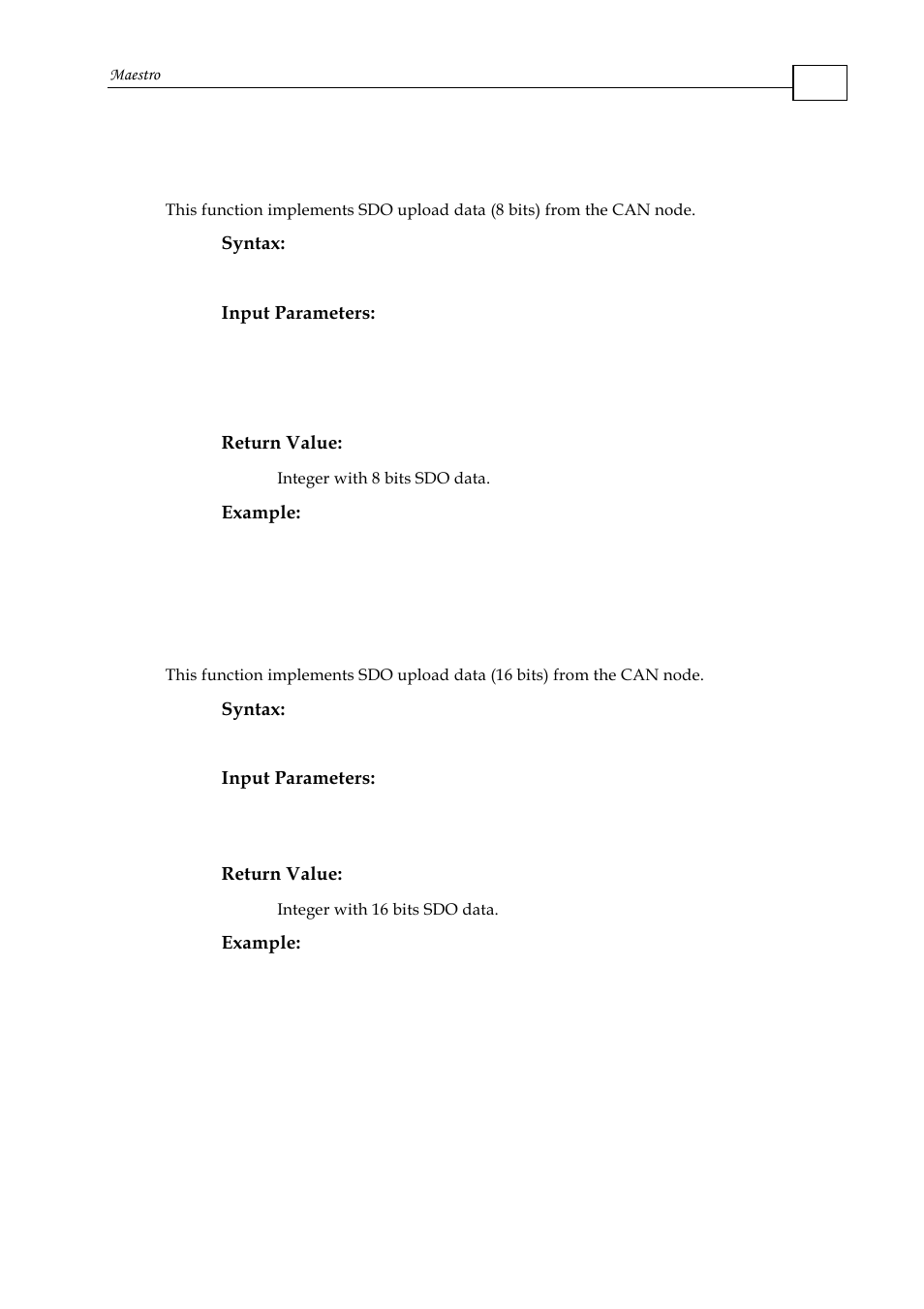 10 upload sdo - 8 bit, 11 upload sdo - 16 bit, Upload sdo - 8 bit | Upload sdo - 16 bit | ElmoMC Multi-Axis Motion Controller-Maestro User Manual | Page 246 / 313