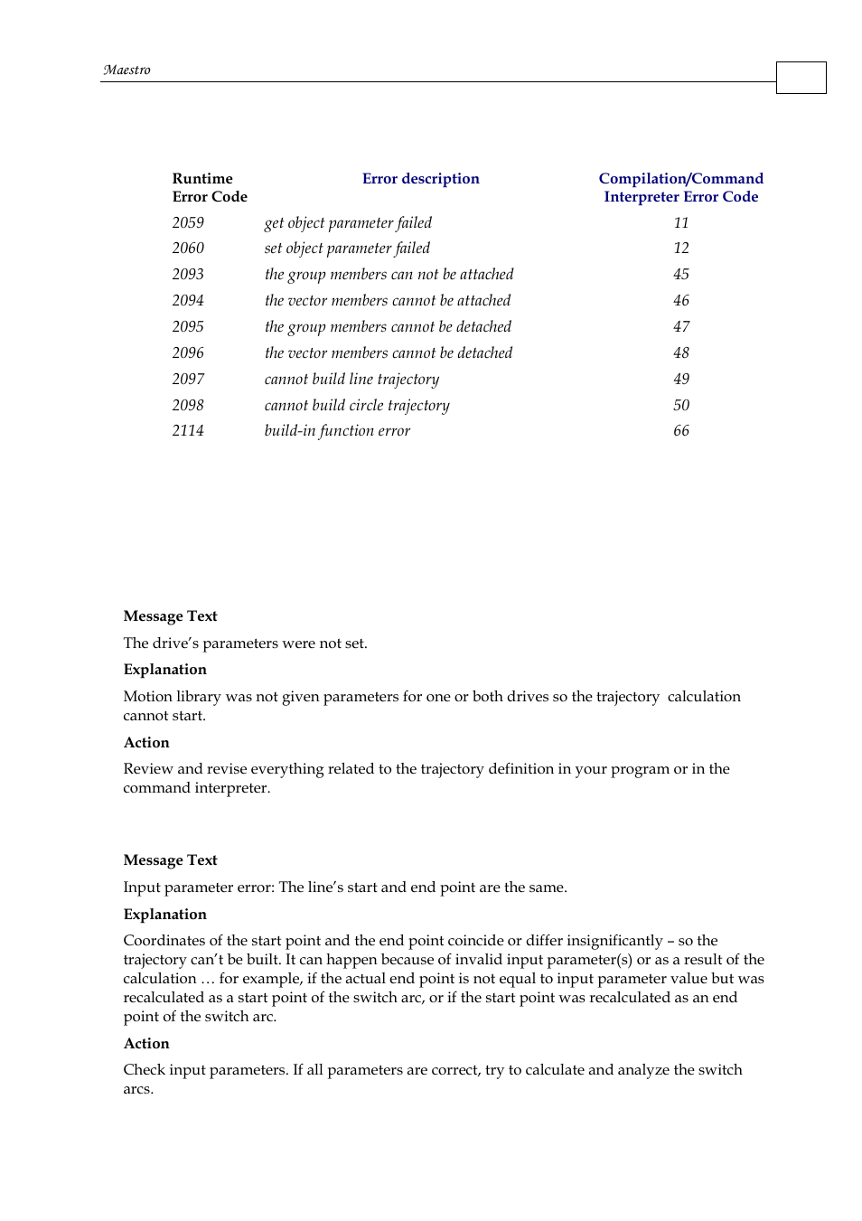 D.4.4 top-level error codes, D.5 mathematical library zone errors, D.5.1 root-level error codes | D.5.1.1 error 0001, D.5.1.2 error 0003 | ElmoMC Multi-Axis Motion Controller-Maestro User Manual | Page 296 / 313