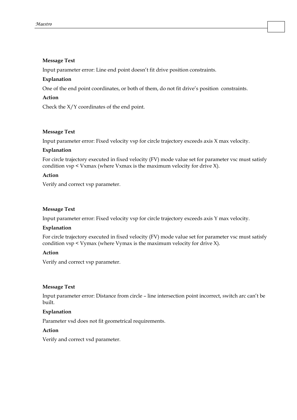 D.5.1.7 error 0012, D.5.1.8 error 0013, D.5.1.9 error 0014 | D.5.1.10 error 0015 | ElmoMC Multi-Axis Motion Controller-Maestro User Manual | Page 298 / 313