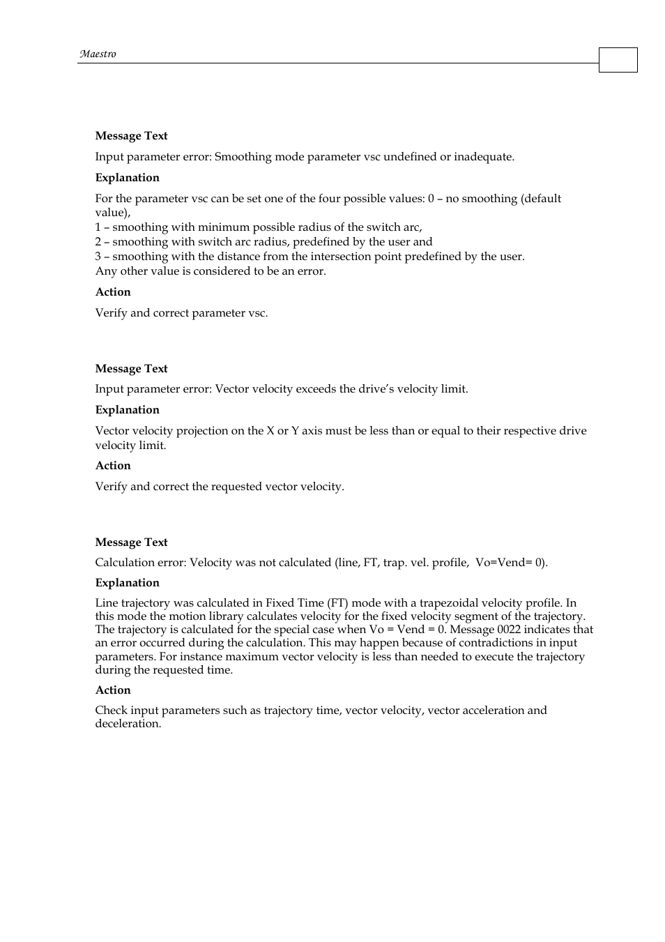 D.5.1.11 error 0017, D.5.1.12 error 0021, D.5.1.13 error 0022 | ElmoMC Multi-Axis Motion Controller-Maestro User Manual | Page 299 / 313