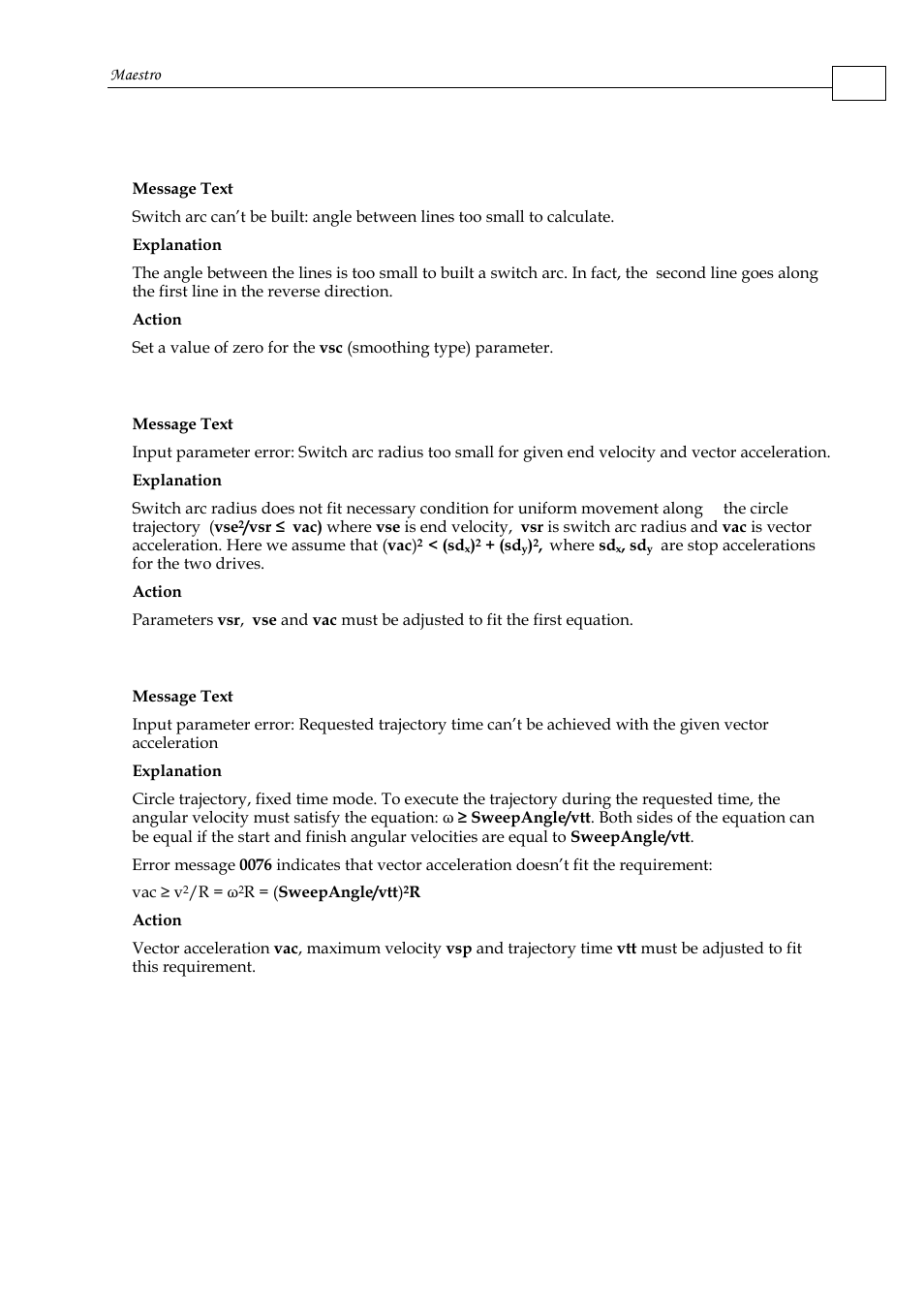 D.5.1.27 error 0074, D.5.1.28 error 0075, D.5.1.29 error 0076 | ElmoMC Multi-Axis Motion Controller-Maestro User Manual | Page 303 / 313