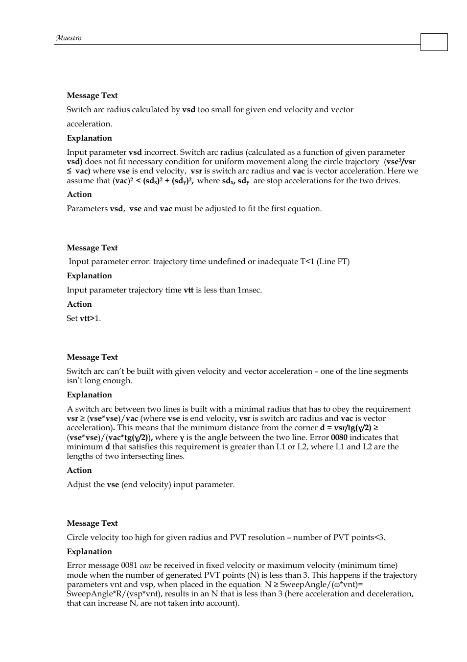 D.5.1.30 error 0077, D.5.1.31 error 0079, D.5.1.32 error 0080 | D.5.1.33 error 0081 | ElmoMC Multi-Axis Motion Controller-Maestro User Manual | Page 304 / 313