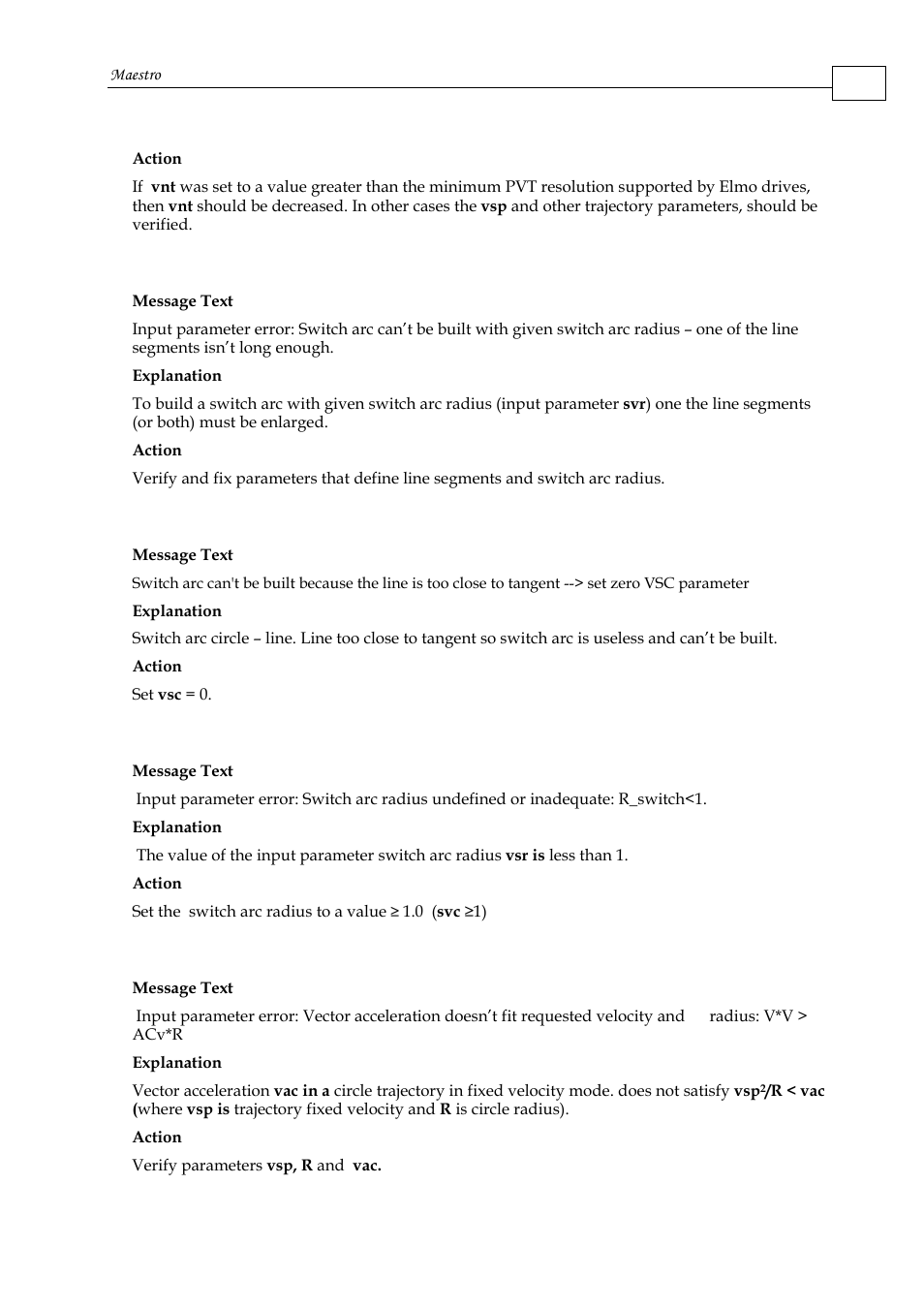 D.5.1.34 error 0082, D.5.1.35 error 0084, D.5.1.36 error 0085 | D.5.1.37 error 0089 | ElmoMC Multi-Axis Motion Controller-Maestro User Manual | Page 305 / 313