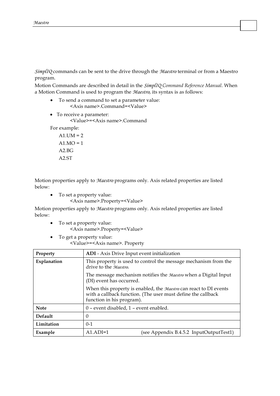 2 axis properties, 2 axis, 1 axis motion commands | ElmoMC Multi-Axis Motion Controller-Maestro User Manual | Page 31 / 313