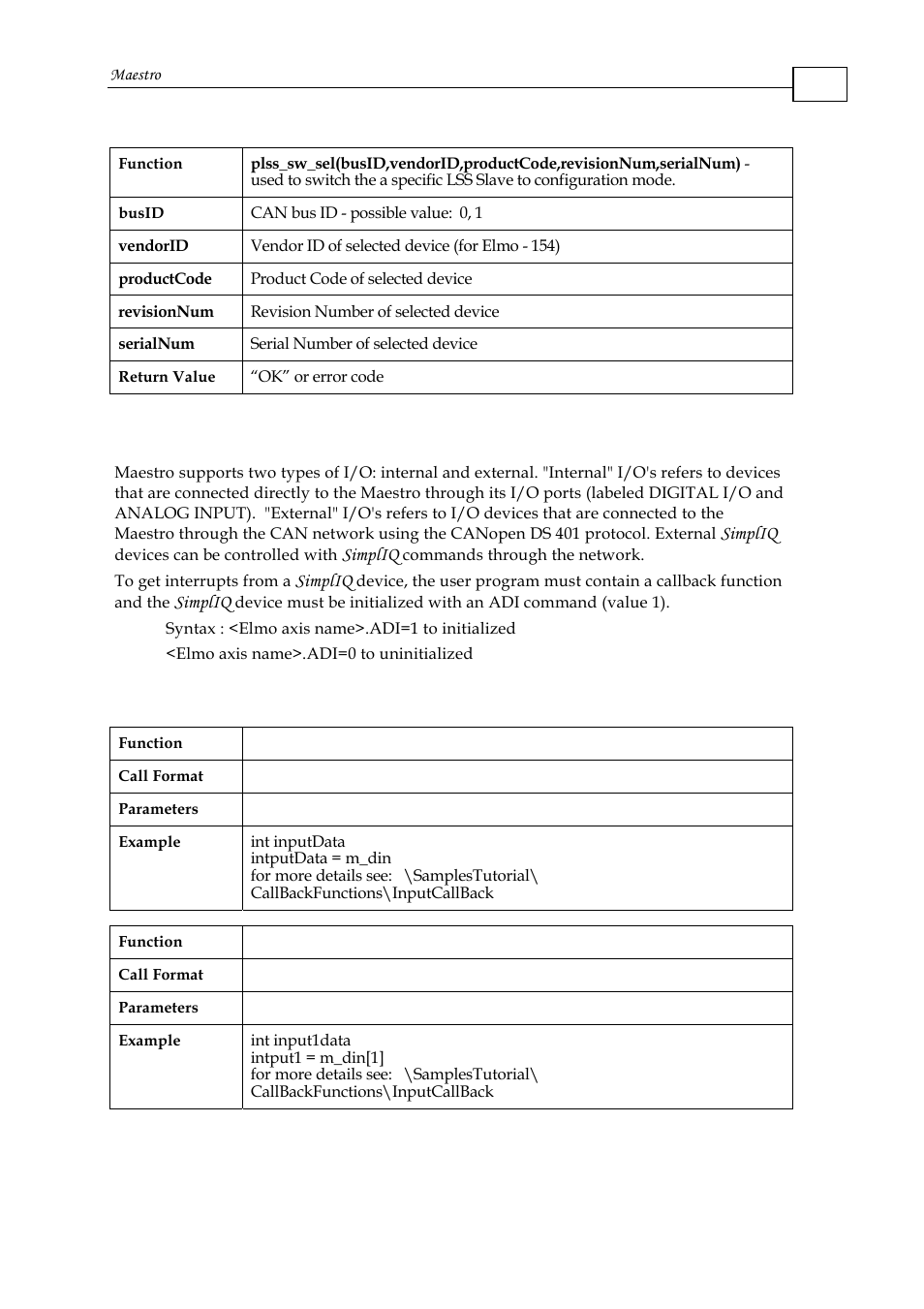 6 i/o functions, 1 maestro i/o functions | ElmoMC Multi-Axis Motion Controller-Maestro User Manual | Page 59 / 313