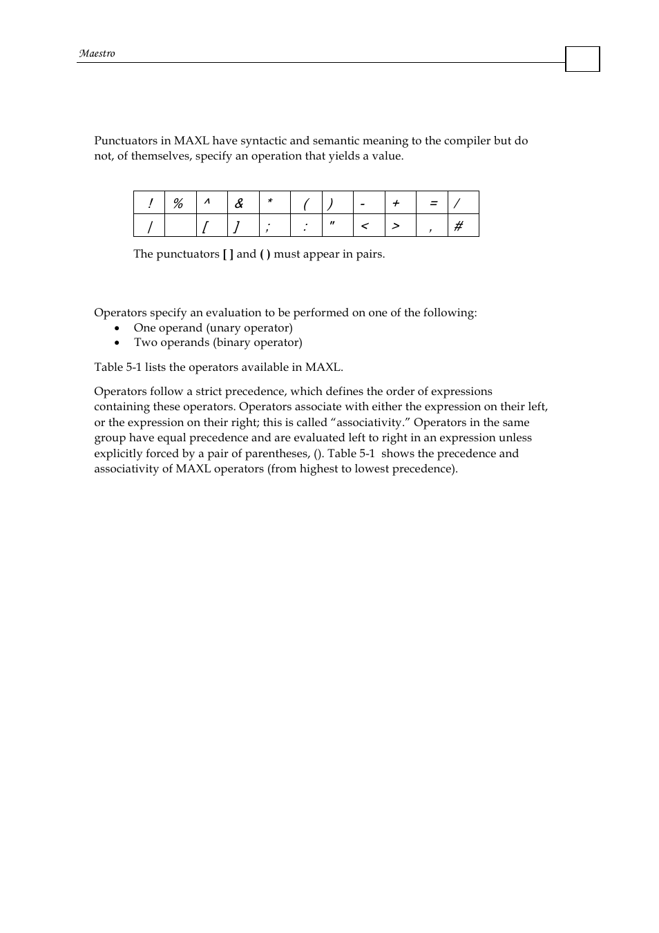4 punctuators, 5 operators | ElmoMC Multi-Axis Motion Controller-Maestro User Manual | Page 65 / 313