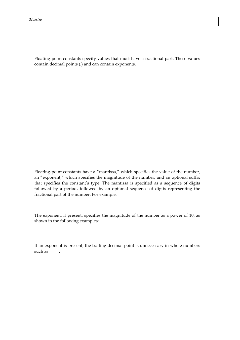 3 floating-point constant, Named constant, Floating-point constant | ElmoMC Multi-Axis Motion Controller-Maestro User Manual | Page 69 / 313