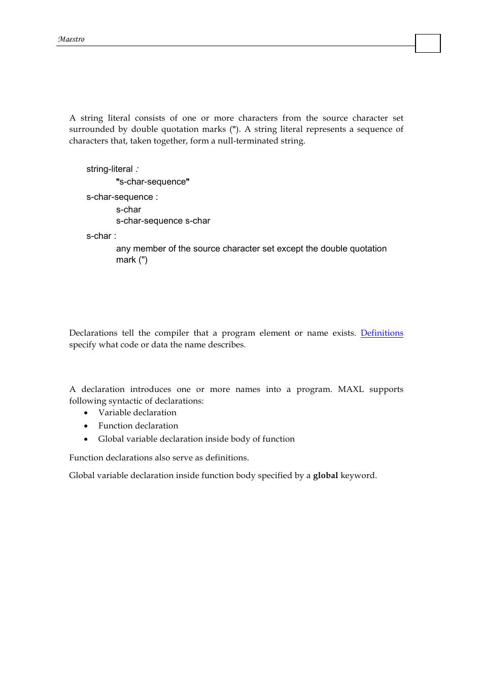 4 string literals, 2 basic concepts, 1 declarations and definitions | 1 declarations, Floating-point | ElmoMC Multi-Axis Motion Controller-Maestro User Manual | Page 70 / 313