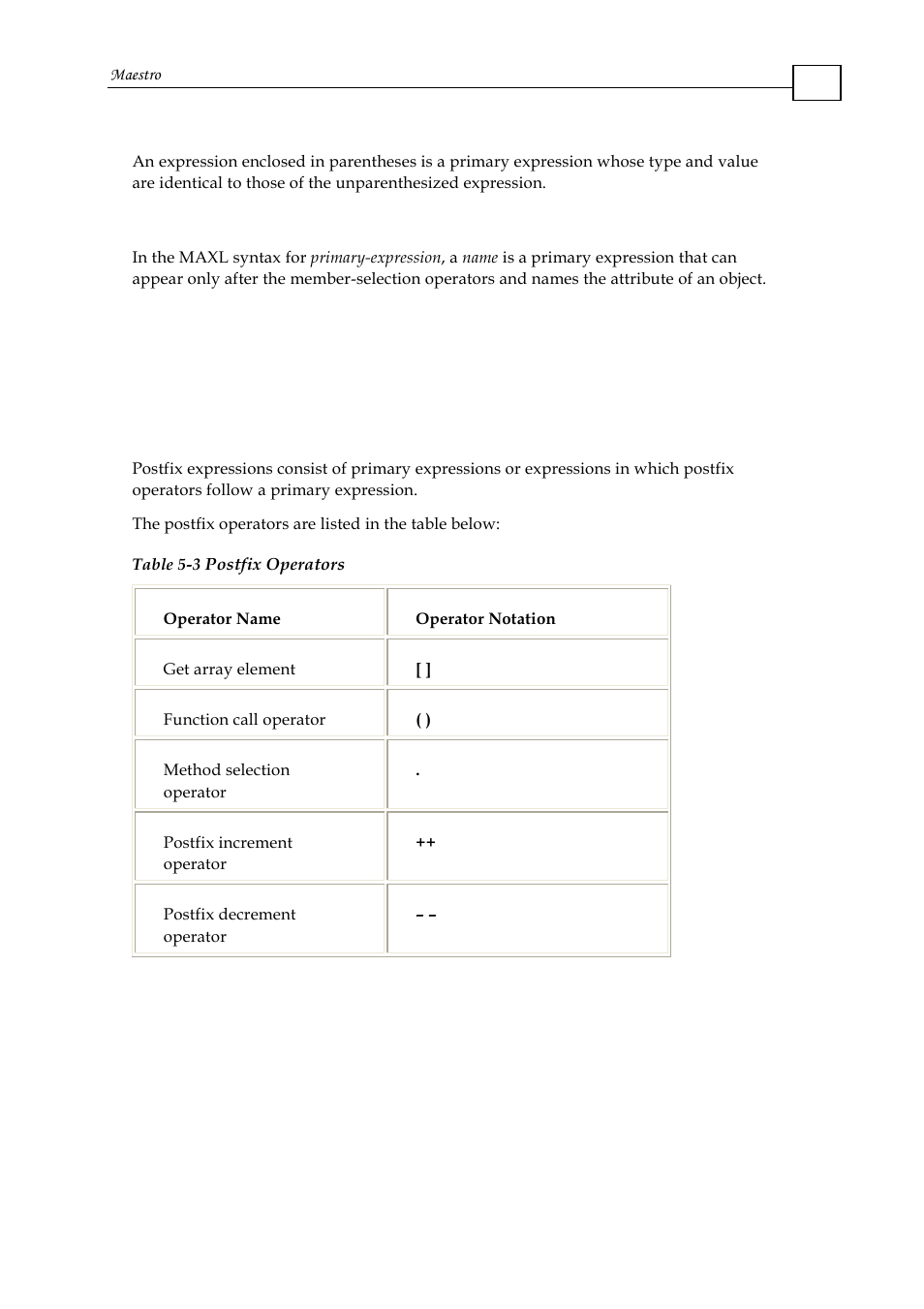 1 names, 2 postfix expressions, Primary expressions | ElmoMC Multi-Axis Motion Controller-Maestro User Manual | Page 76 / 313