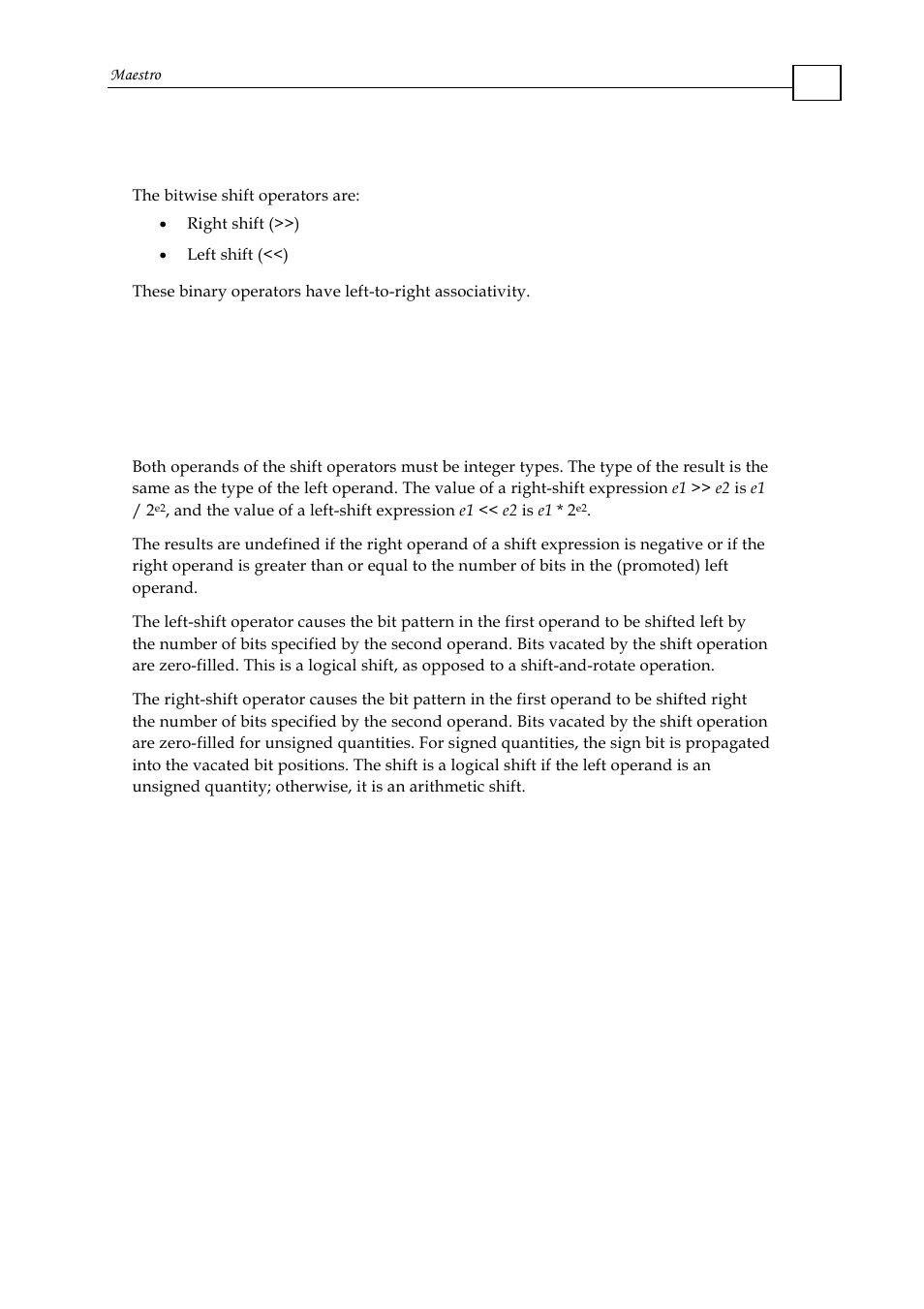 4 maxl shift operators, Additive operators, Shift operators | ElmoMC Multi-Axis Motion Controller-Maestro User Manual | Page 80 / 313