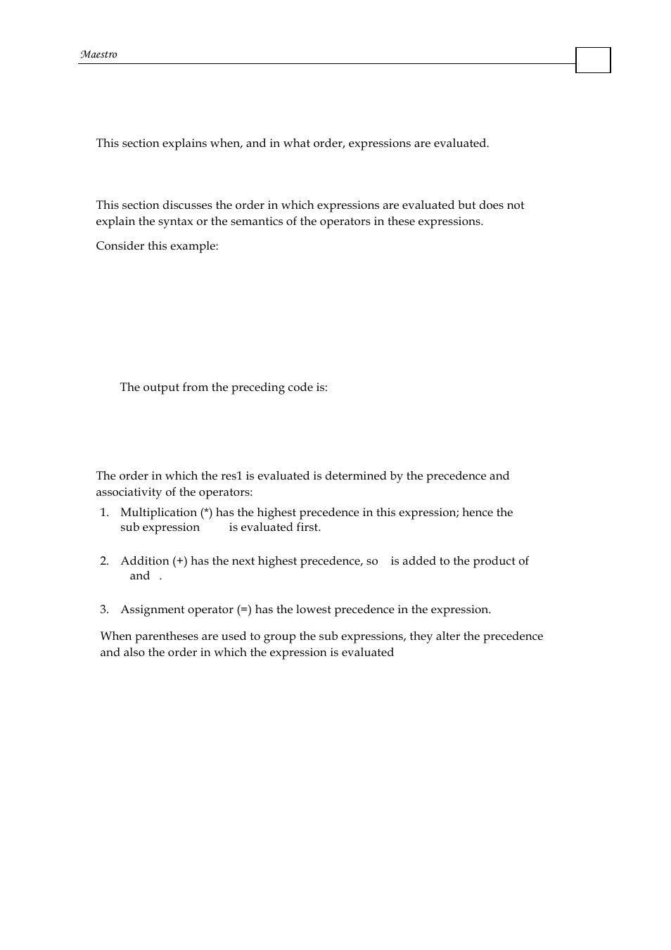 2 semantics of expressions, 1 order of evaluation, Simple assignment | Order of evaluation | ElmoMC Multi-Axis Motion Controller-Maestro User Manual | Page 85 / 313