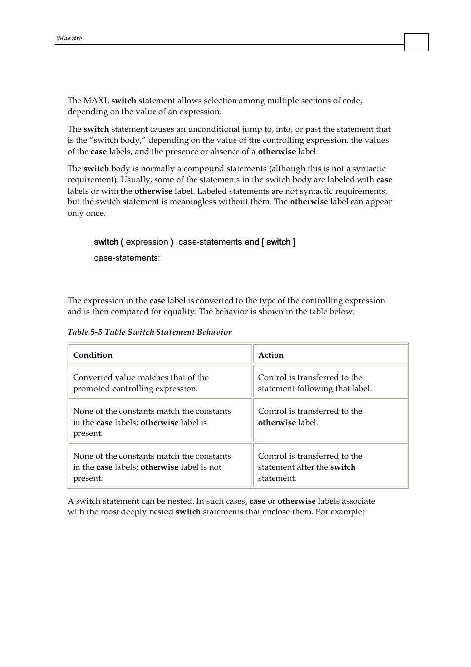 2 the maxl switch statement | ElmoMC Multi-Axis Motion Controller-Maestro User Manual | Page 88 / 313