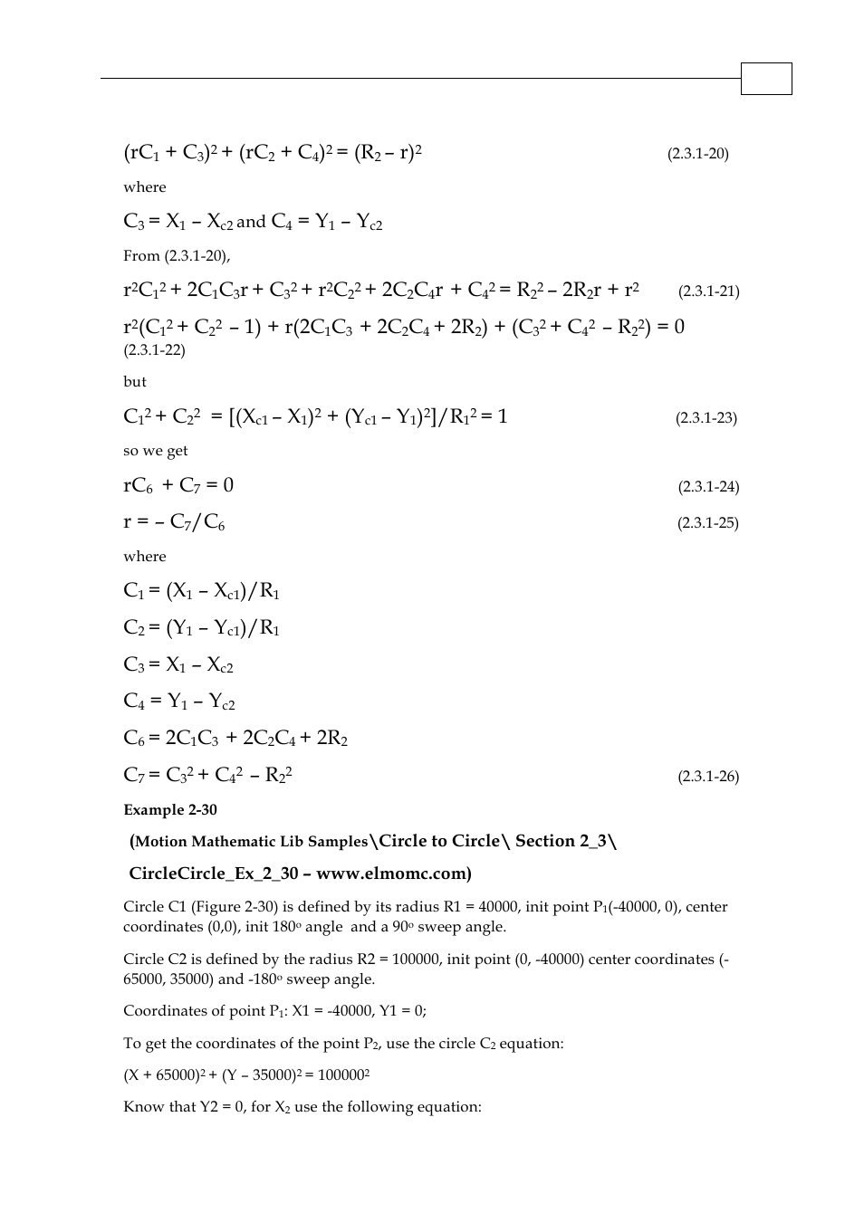 R + r, 1) + r(2c, R = – c | ElmoMC Multi-Axis Motion Controller-Maestro Motion Control User Manual | Page 55 / 72