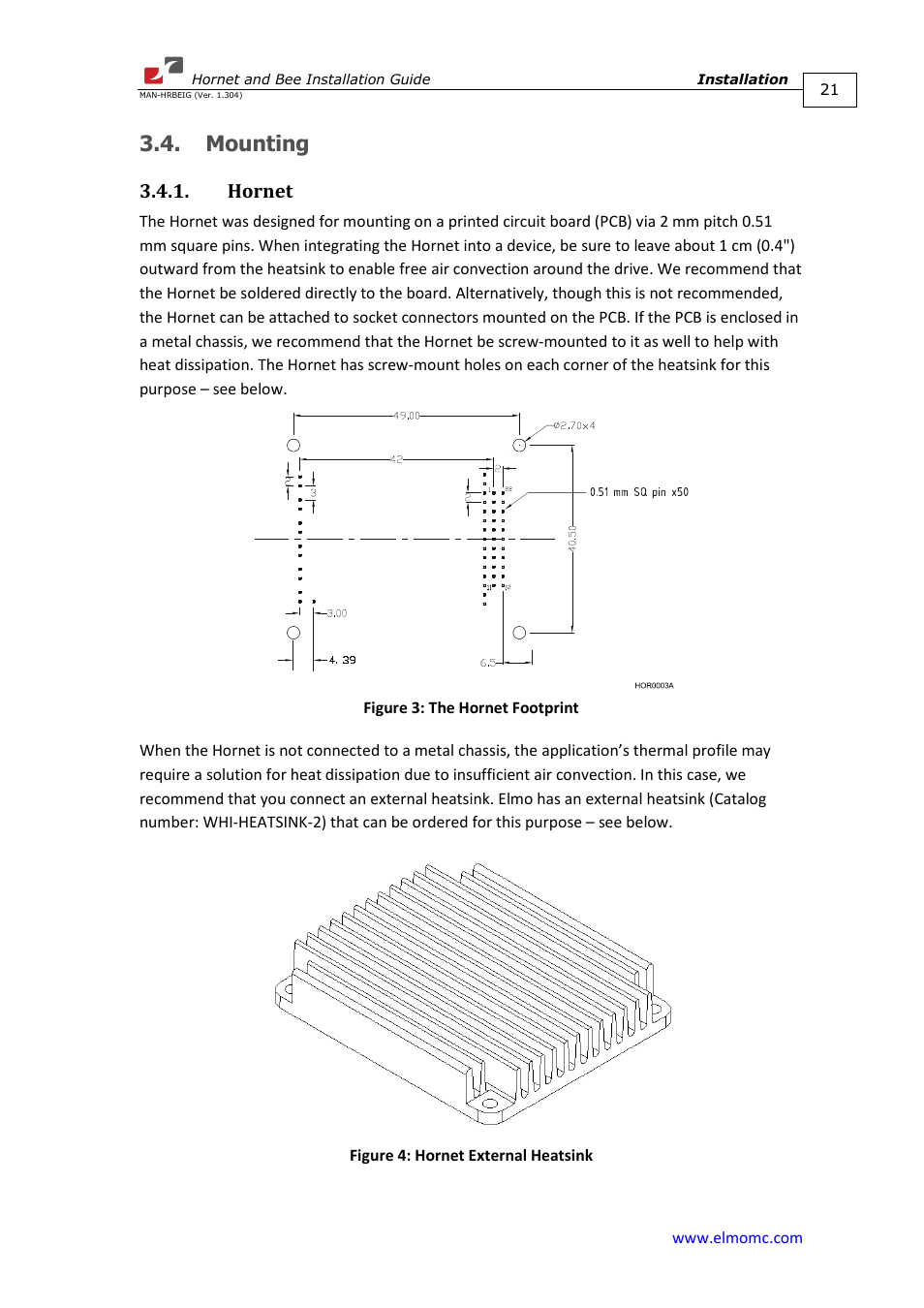 Mounting, Hornet | ElmoMC ExtrIQ Digital Servo Drives-Hornet User Manual | Page 21 / 72