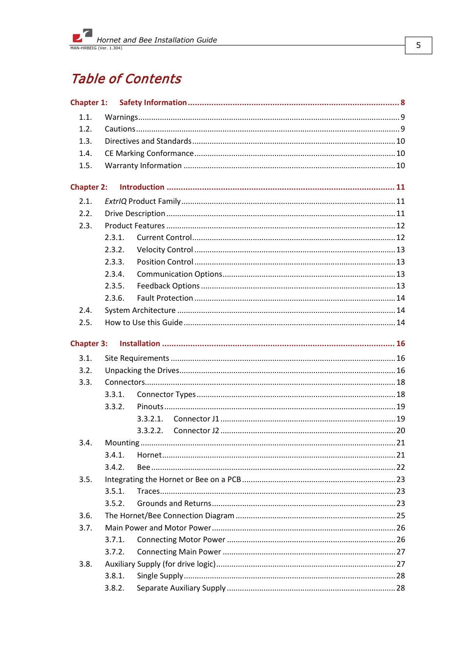 ElmoMC ExtrIQ Digital Servo Drives-Hornet User Manual | Page 5 / 72