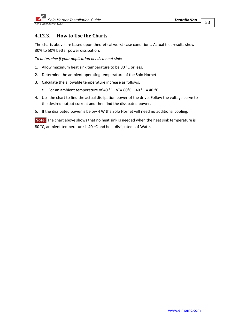 How to use the charts | ElmoMC ExtrIQ Digital Servo Drives-Solo Hornet User Manual | Page 53 / 70