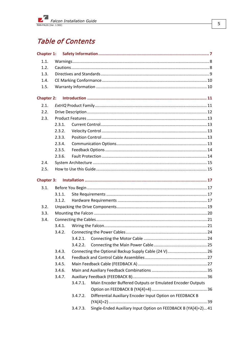 ElmoMC ExtrIQ Digital Servo Drives-Falcon User Manual | Page 5 / 73