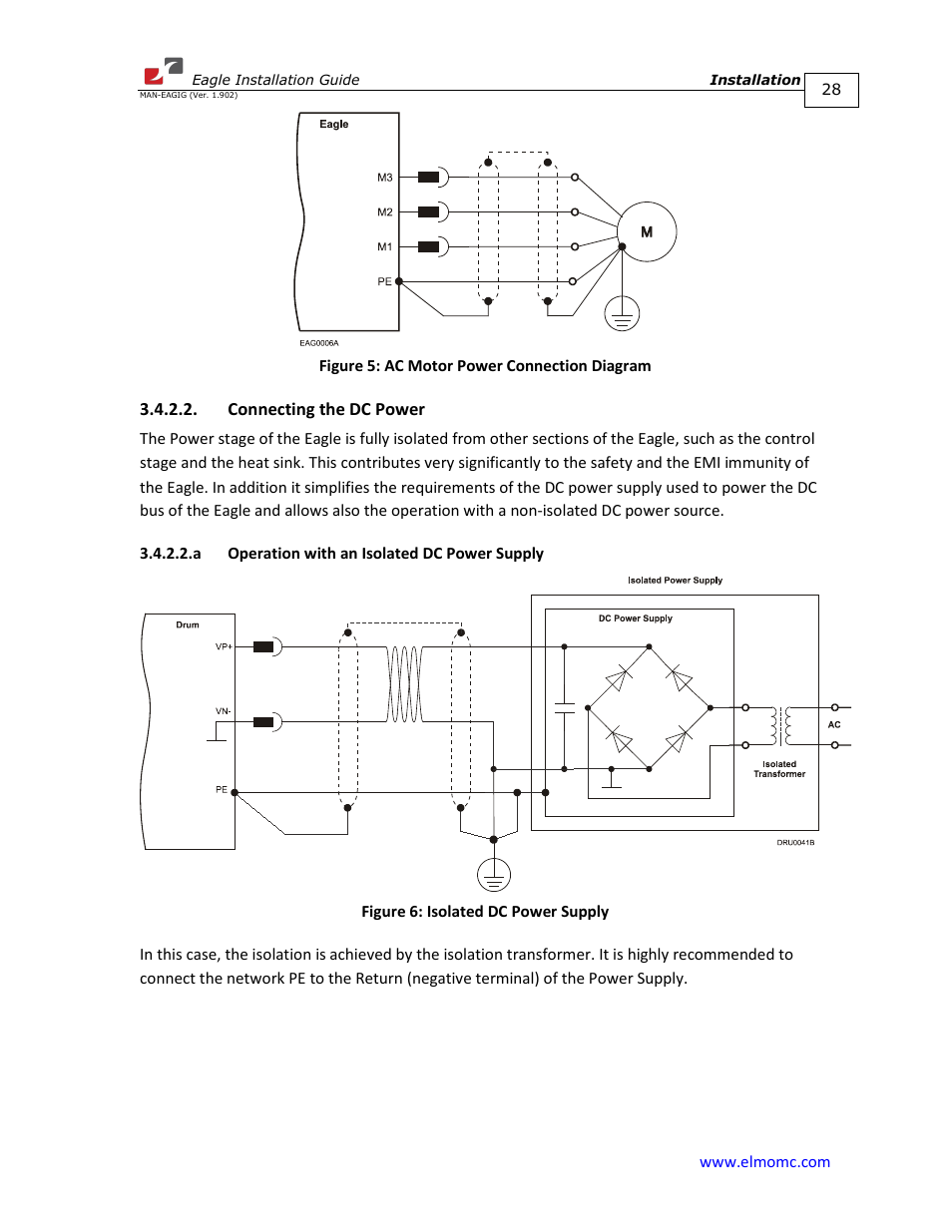 Connecting the dc power, A operation with an isolated dc power supply, N 3.4.2.2.a | ElmoMC ExtrIQ Digital Servo Drives-Eagle User Manual | Page 28 / 87