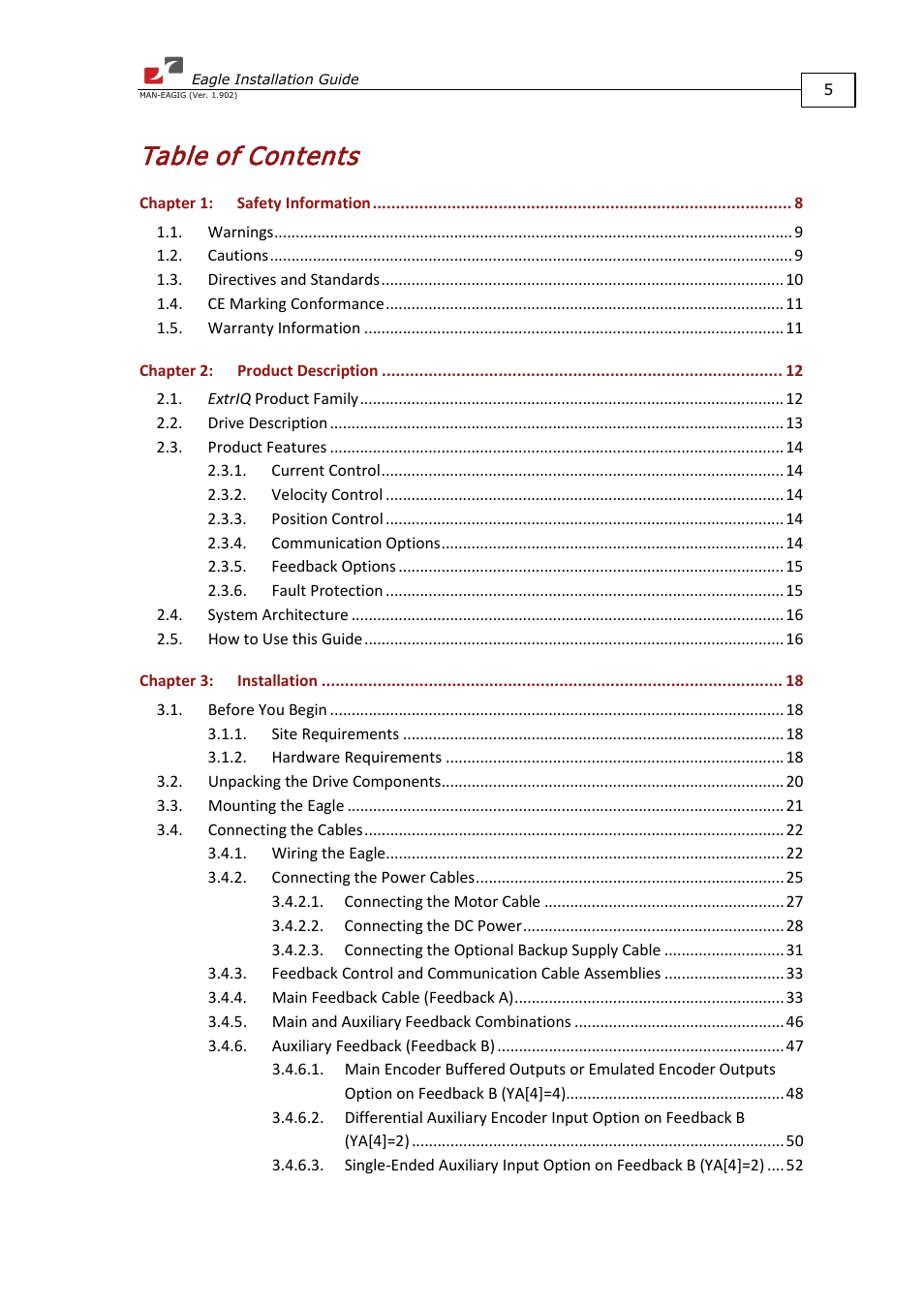 ElmoMC ExtrIQ Digital Servo Drives-Eagle User Manual | Page 5 / 87