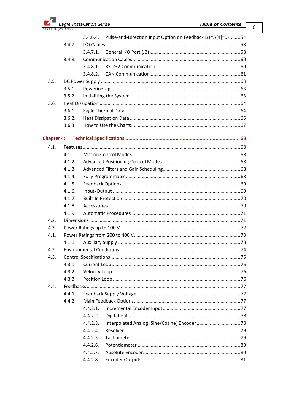 ElmoMC ExtrIQ Digital Servo Drives-Eagle User Manual | Page 6 / 87