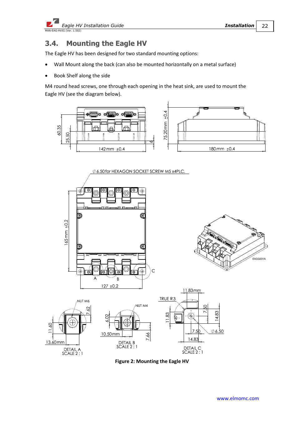 Mounting the eagle hv | ElmoMC ExtrIQ Digital Servo Drives-Eagle HV User Manual | Page 22 / 88