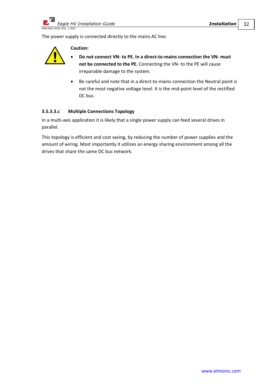 C multiple connections topology | ElmoMC ExtrIQ Digital Servo Drives-Eagle HV User Manual | Page 32 / 88