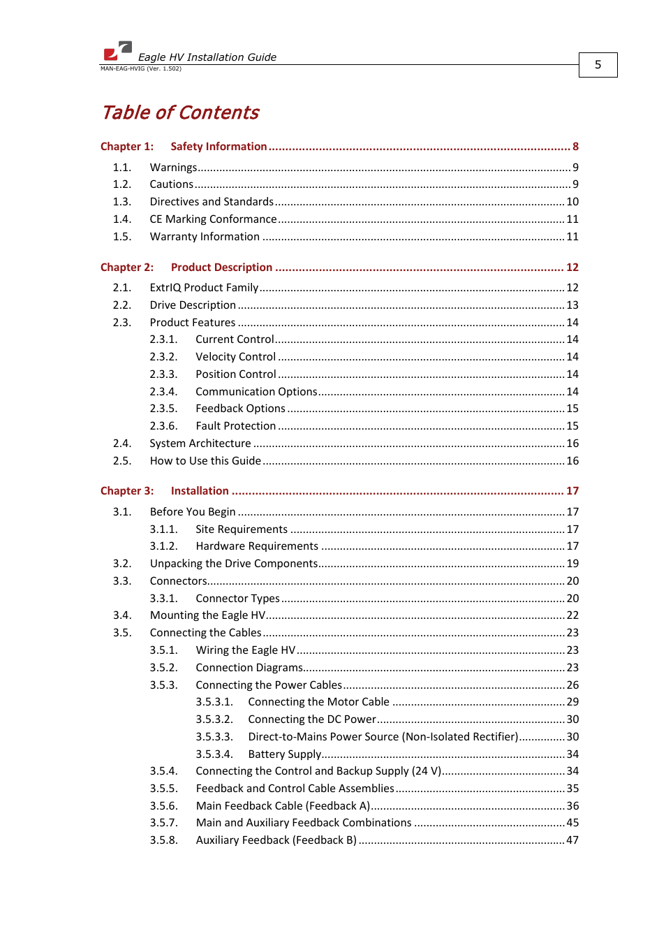 ElmoMC ExtrIQ Digital Servo Drives-Eagle HV User Manual | Page 5 / 88