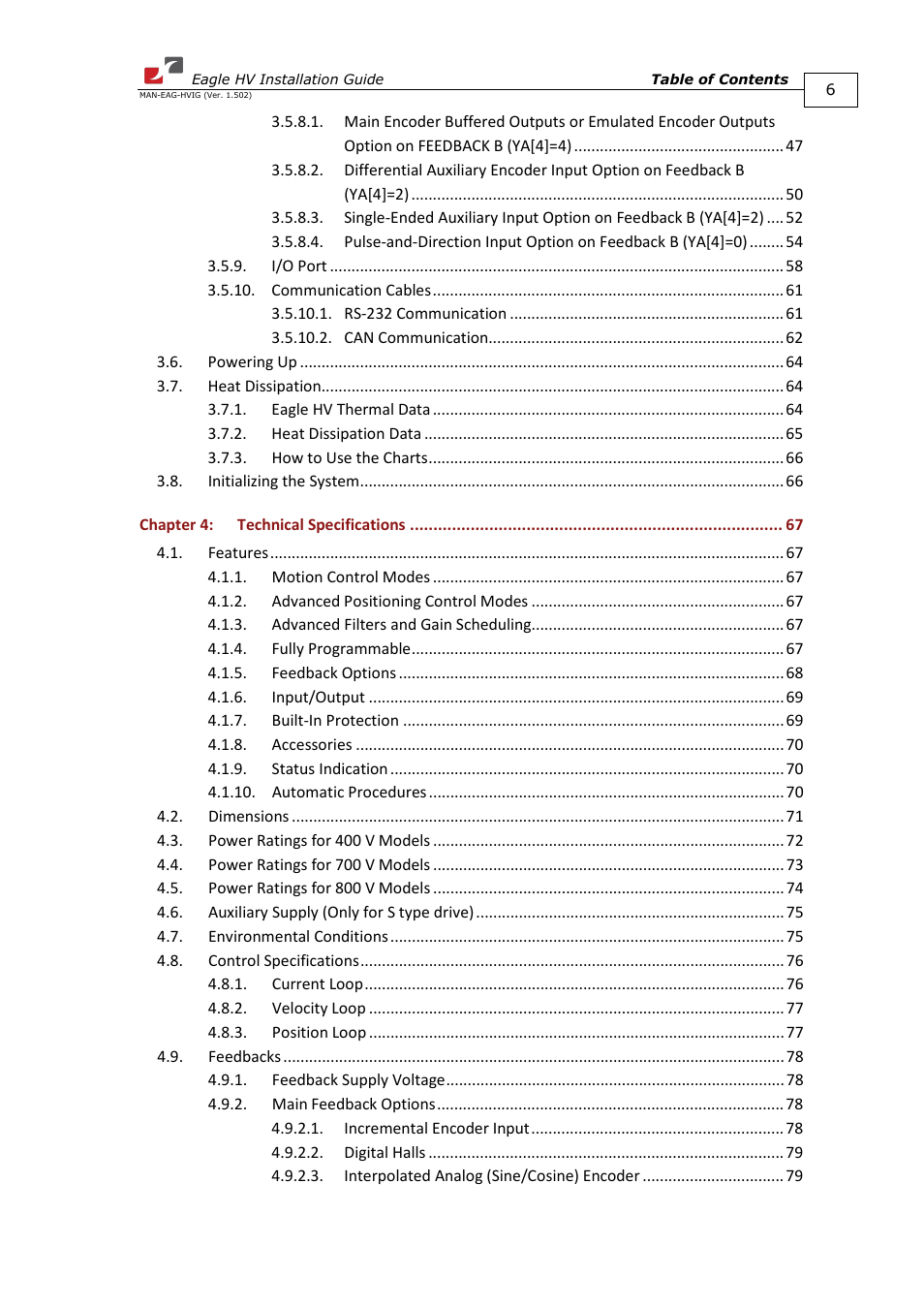 ElmoMC ExtrIQ Digital Servo Drives-Eagle HV User Manual | Page 6 / 88