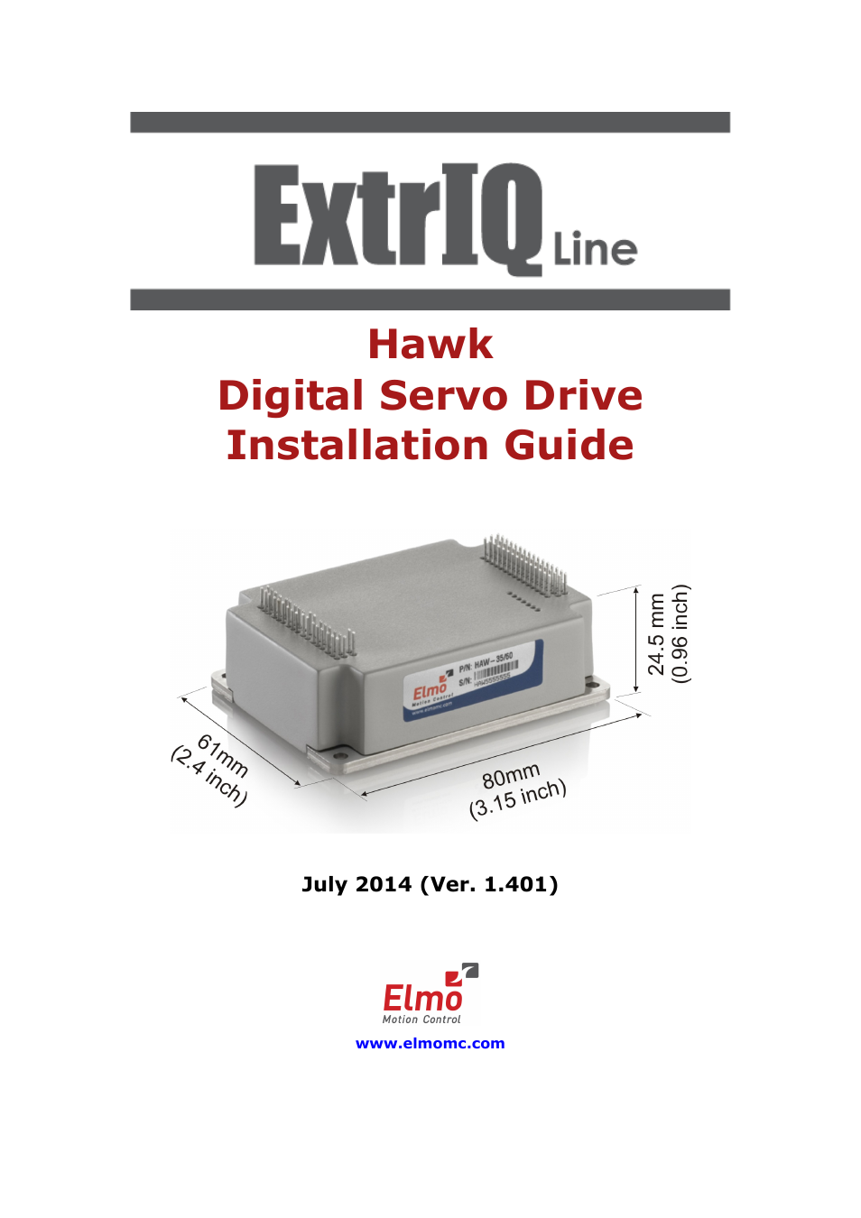 ElmoMC ExtrIQ Digital Servo Drives-Hawk User Manual | 80 pages