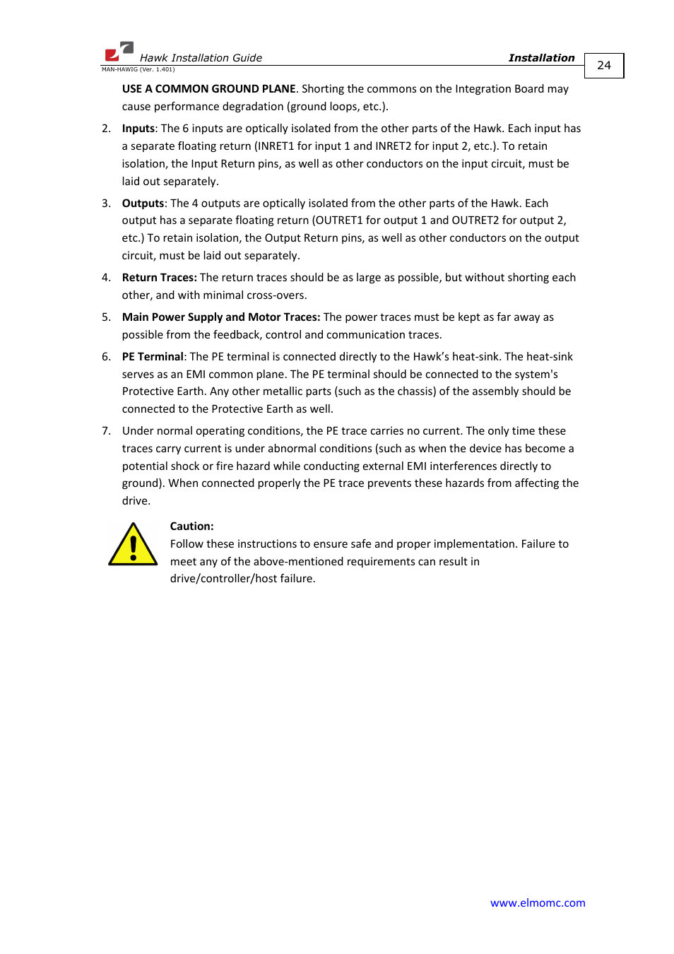 ElmoMC ExtrIQ Digital Servo Drives-Hawk User Manual | Page 24 / 80