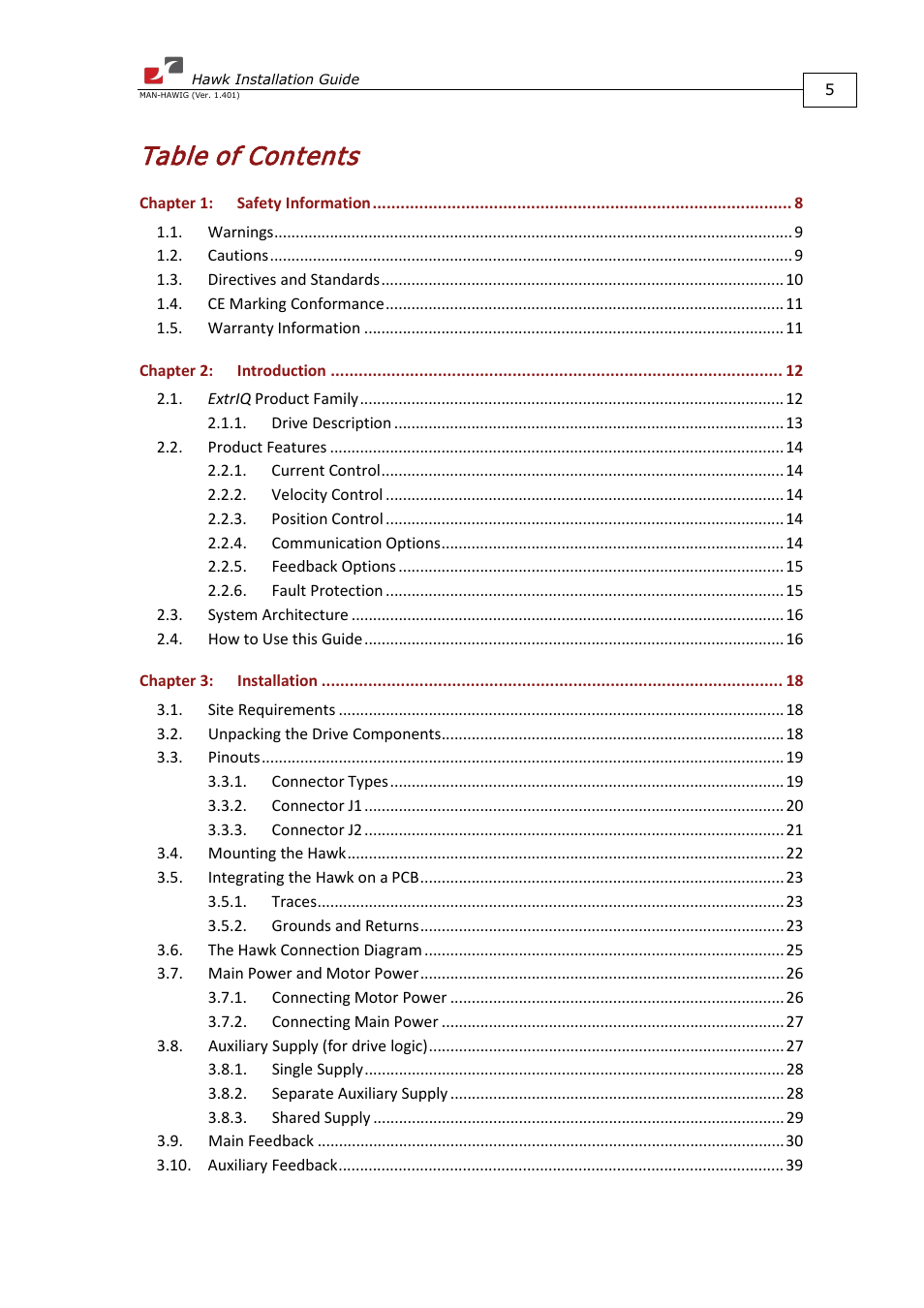 ElmoMC ExtrIQ Digital Servo Drives-Hawk User Manual | Page 5 / 80