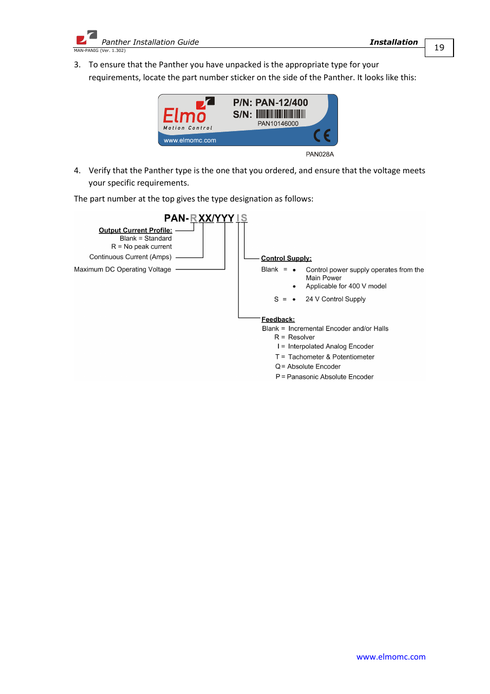 ElmoMC ExtrIQ Digital Servo Drives-Panther User Manual | Page 19 / 88