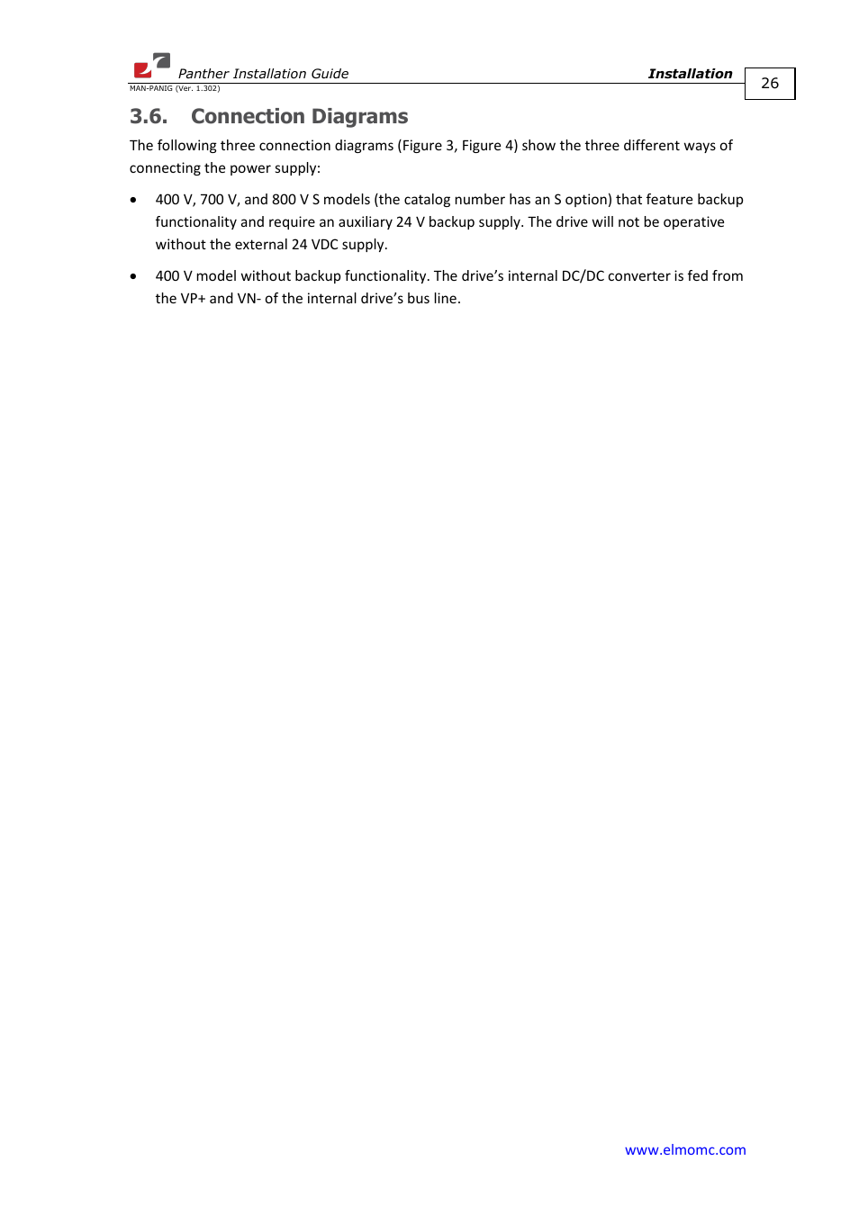 Connection diagrams | ElmoMC ExtrIQ Digital Servo Drives-Panther User Manual | Page 26 / 88