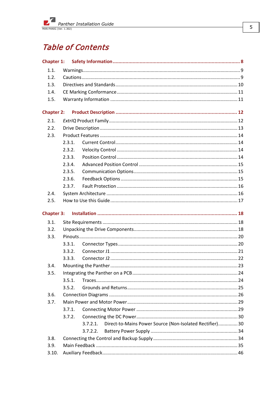 ElmoMC ExtrIQ Digital Servo Drives-Panther User Manual | Page 5 / 88