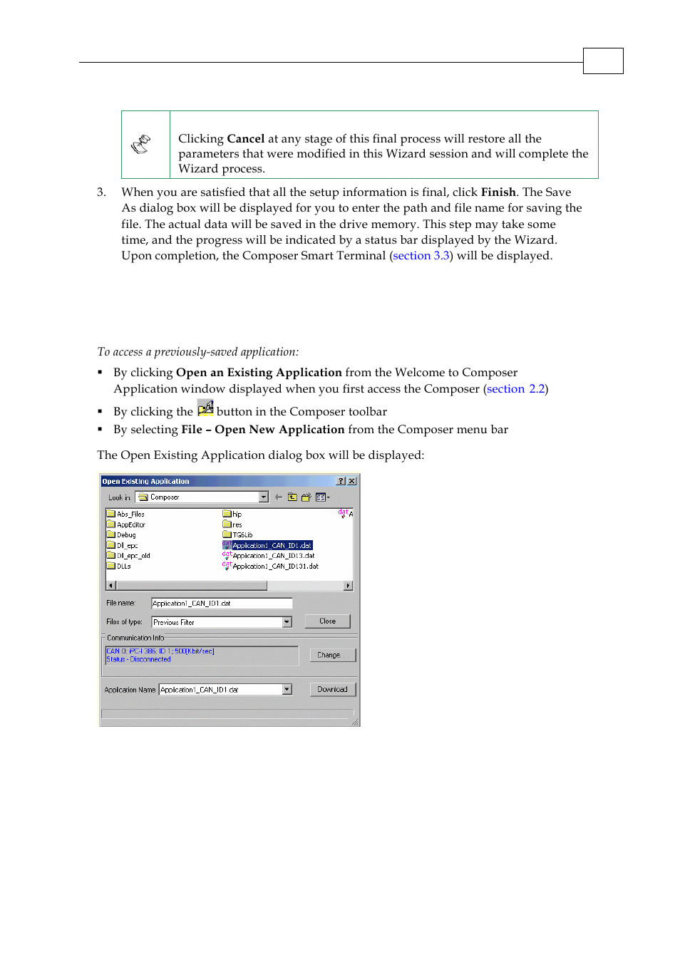 13 composer shortcuts, 1 opening an existing application | ElmoMC SimplIQ Servo Drives Composer User Manual User Manual | Page 47 / 101