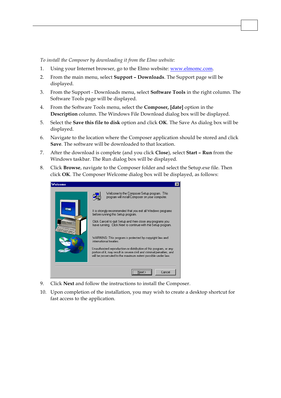 2 downloading from the web | ElmoMC SimplIQ Servo Drives Composer User Manual User Manual | Page 7 / 101