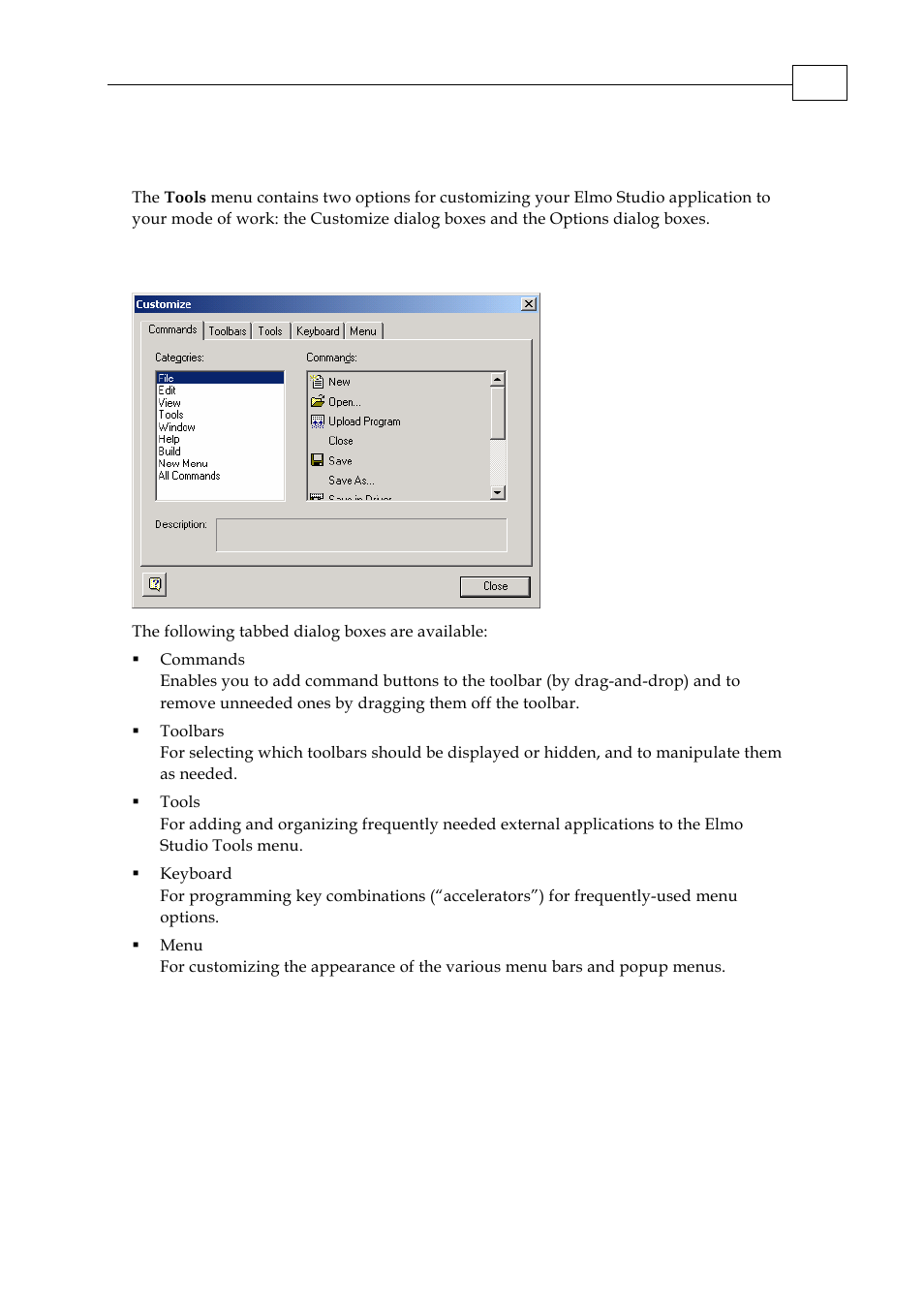 4 customizing the elmo studio, 1 the customize dialog boxes | ElmoMC SimplIQ Servo Drives Composer User Manual User Manual | Page 85 / 101