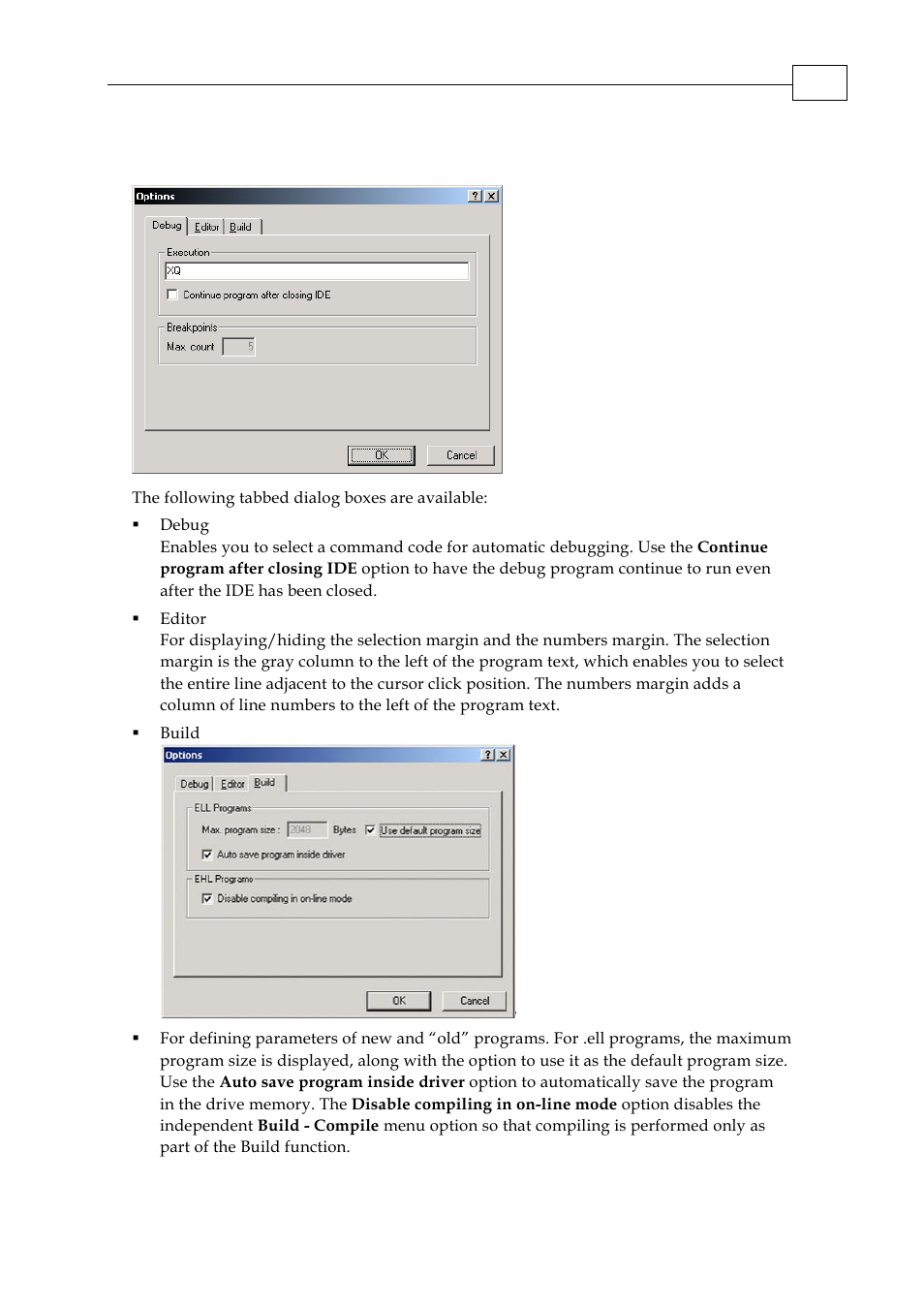 2 the options dialog boxes | ElmoMC SimplIQ Servo Drives Composer User Manual User Manual | Page 86 / 101