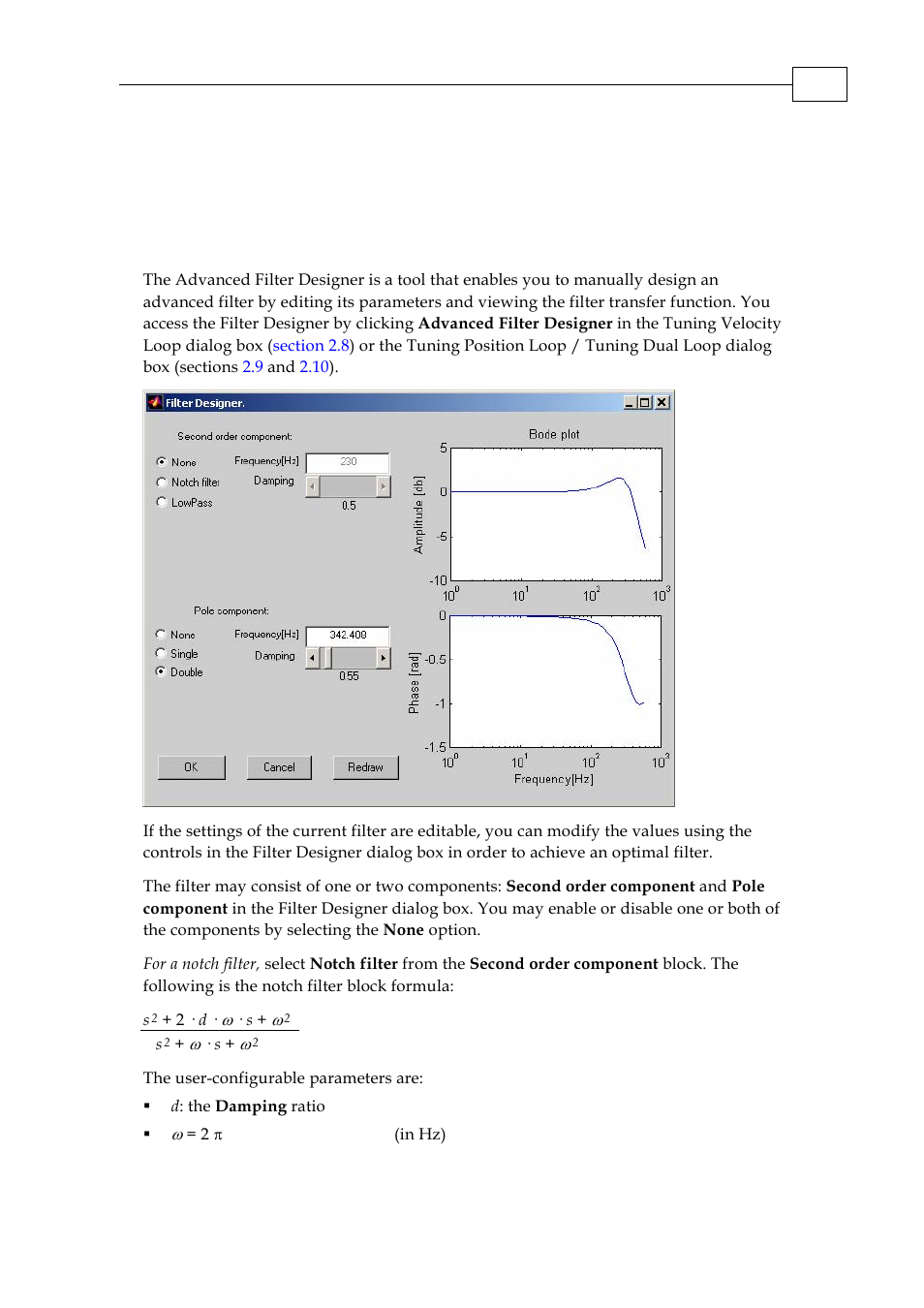 Appendix: using the advanced filter designer | ElmoMC SimplIQ Servo Drives Composer User Manual User Manual | Page 91 / 101