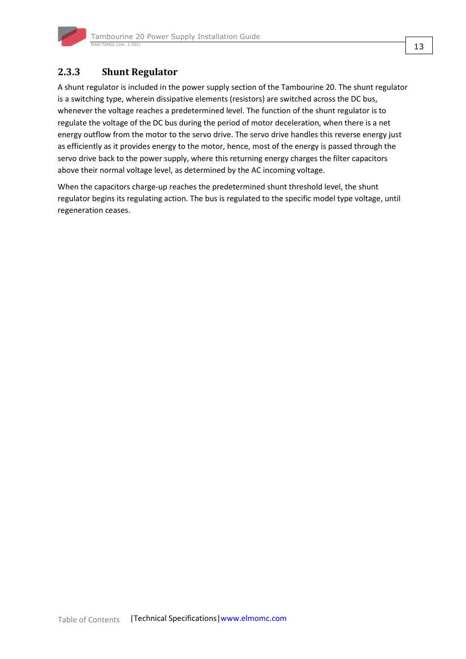 3 shunt regulator, Shunt regulator | ElmoMC Power Supplies-TAM-20 User Manual | Page 13 / 31