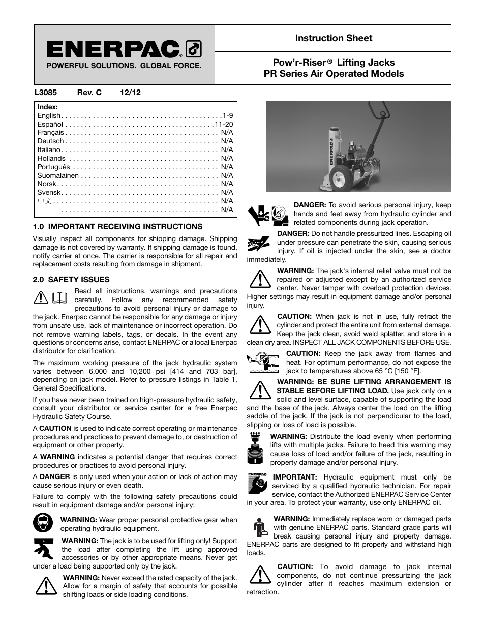 Enerpac PR-Series Air User Manual | 24 pages