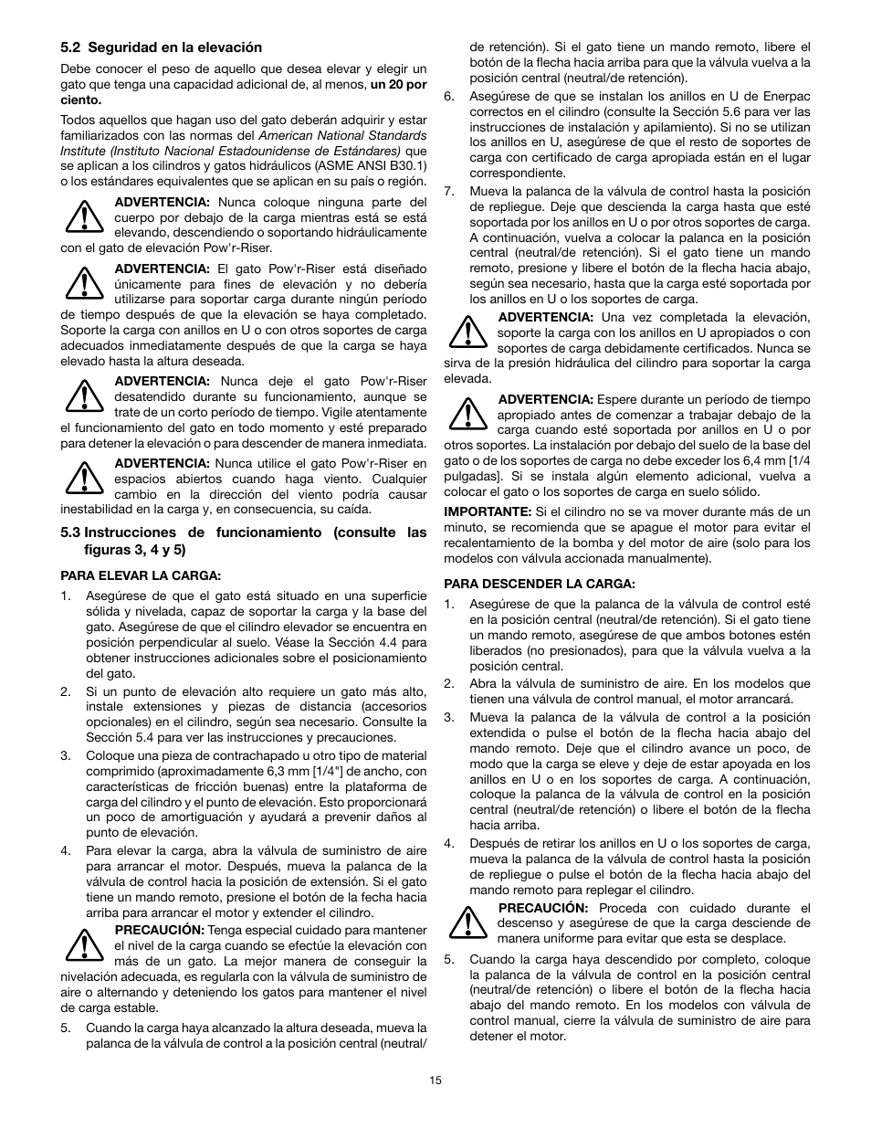 Enerpac PR-Series Air User Manual | Page 15 / 24