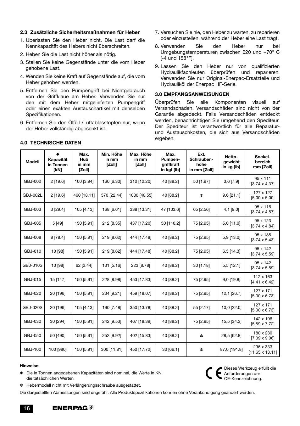 Enerpac GBJ-Series User Manual | Page 16 / 88