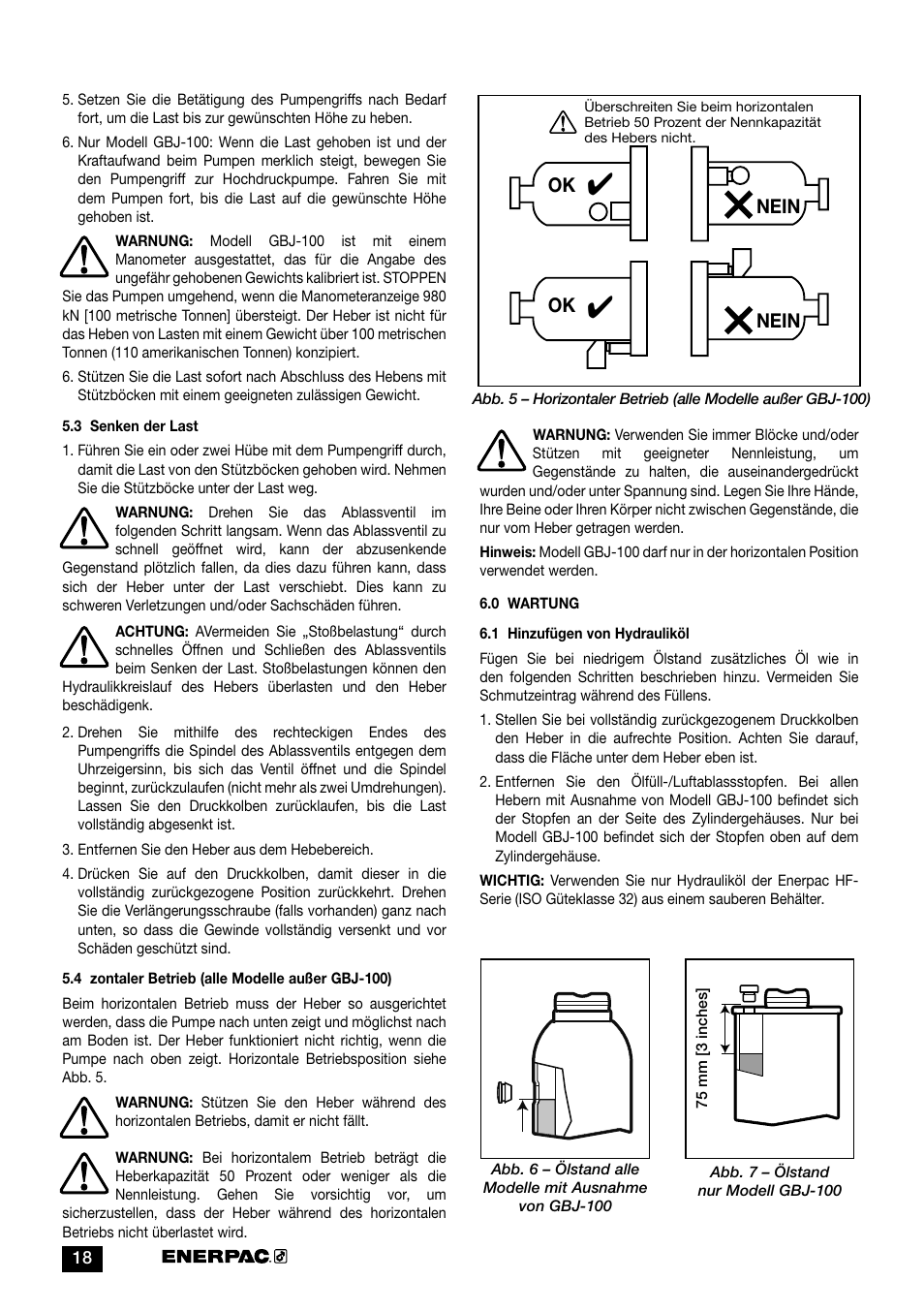 Ok nein nein | Enerpac GBJ-Series User Manual | Page 18 / 88