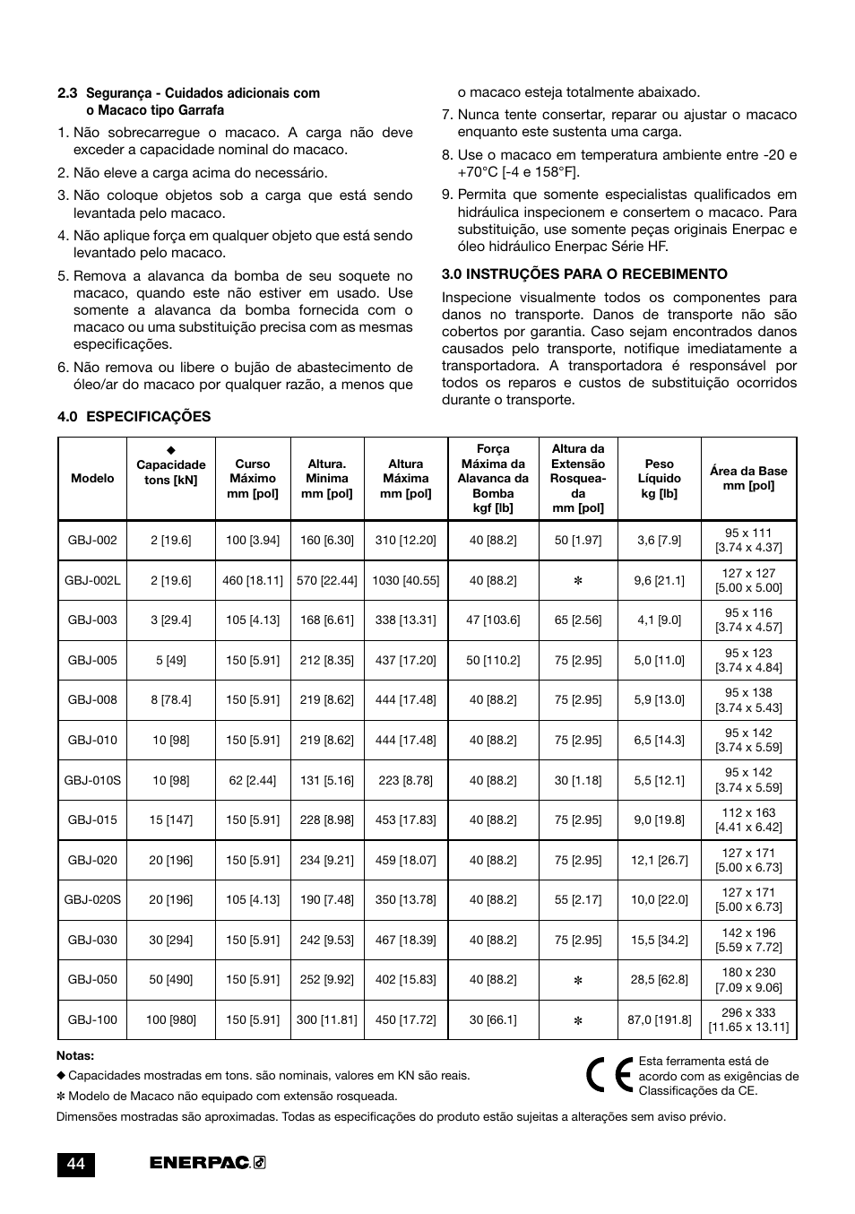 Enerpac GBJ-Series User Manual | Page 44 / 88