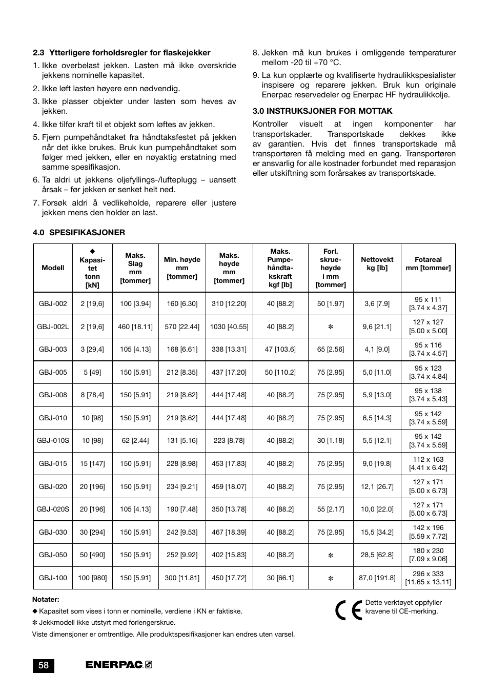 Enerpac GBJ-Series User Manual | Page 58 / 88