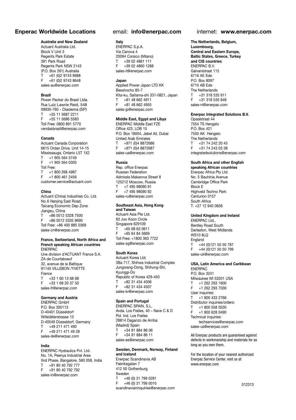 Enerpac GBJ-Series User Manual | Page 88 / 88