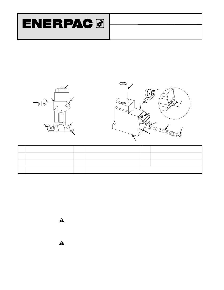 Bedienungsanleitung, A unit of applied power inc, Spezial-hydraulikhebevorrichtungen jh aus stahl | Enerpac JH-Series User Manual | Page 6 / 32