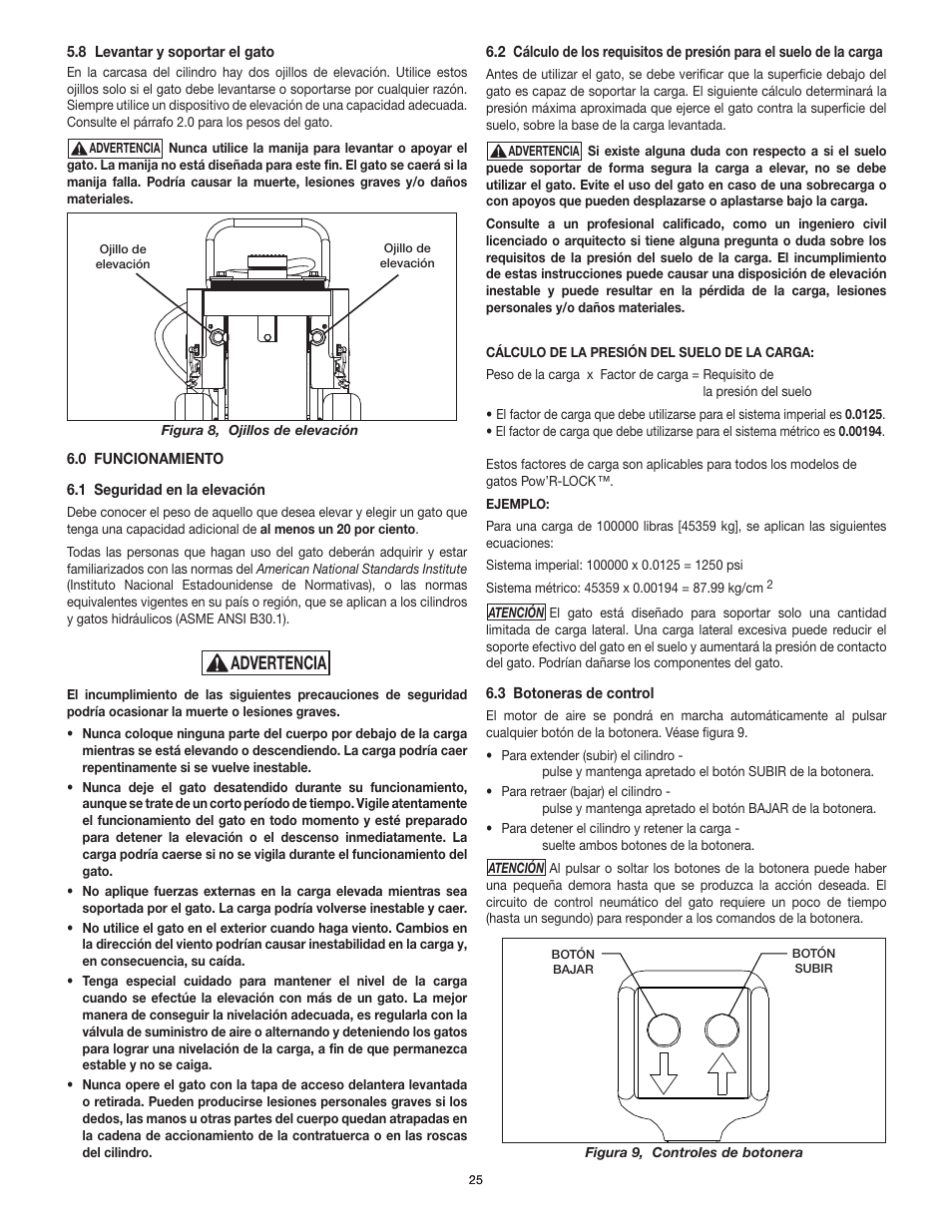 Advertencia | Enerpac PL200-Series User Manual | Page 25 / 76