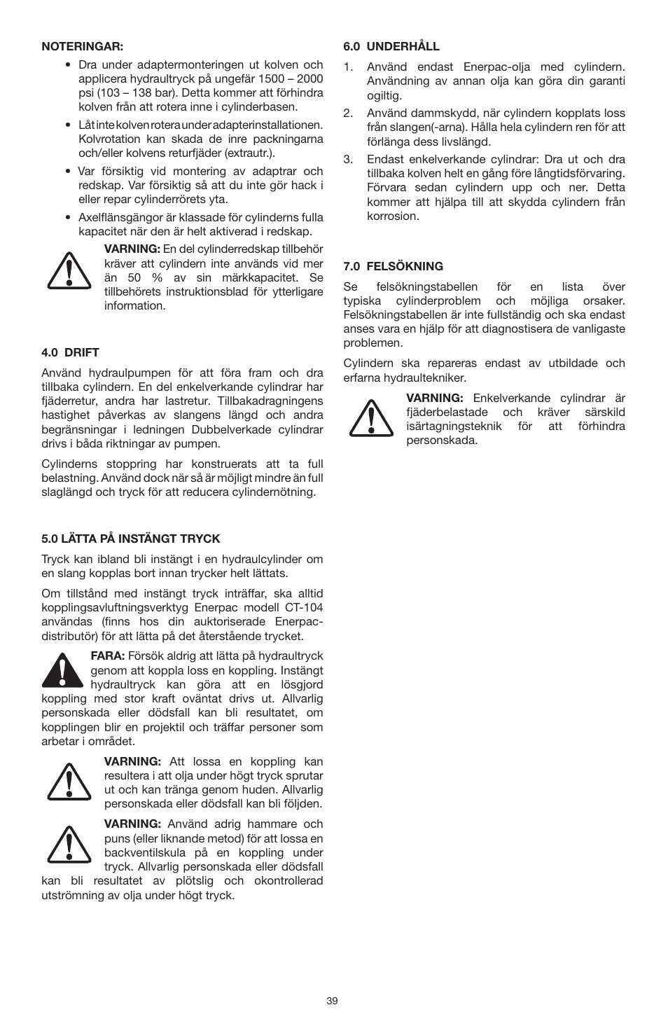 Enerpac RSM-Series User Manual | Page 39 / 52